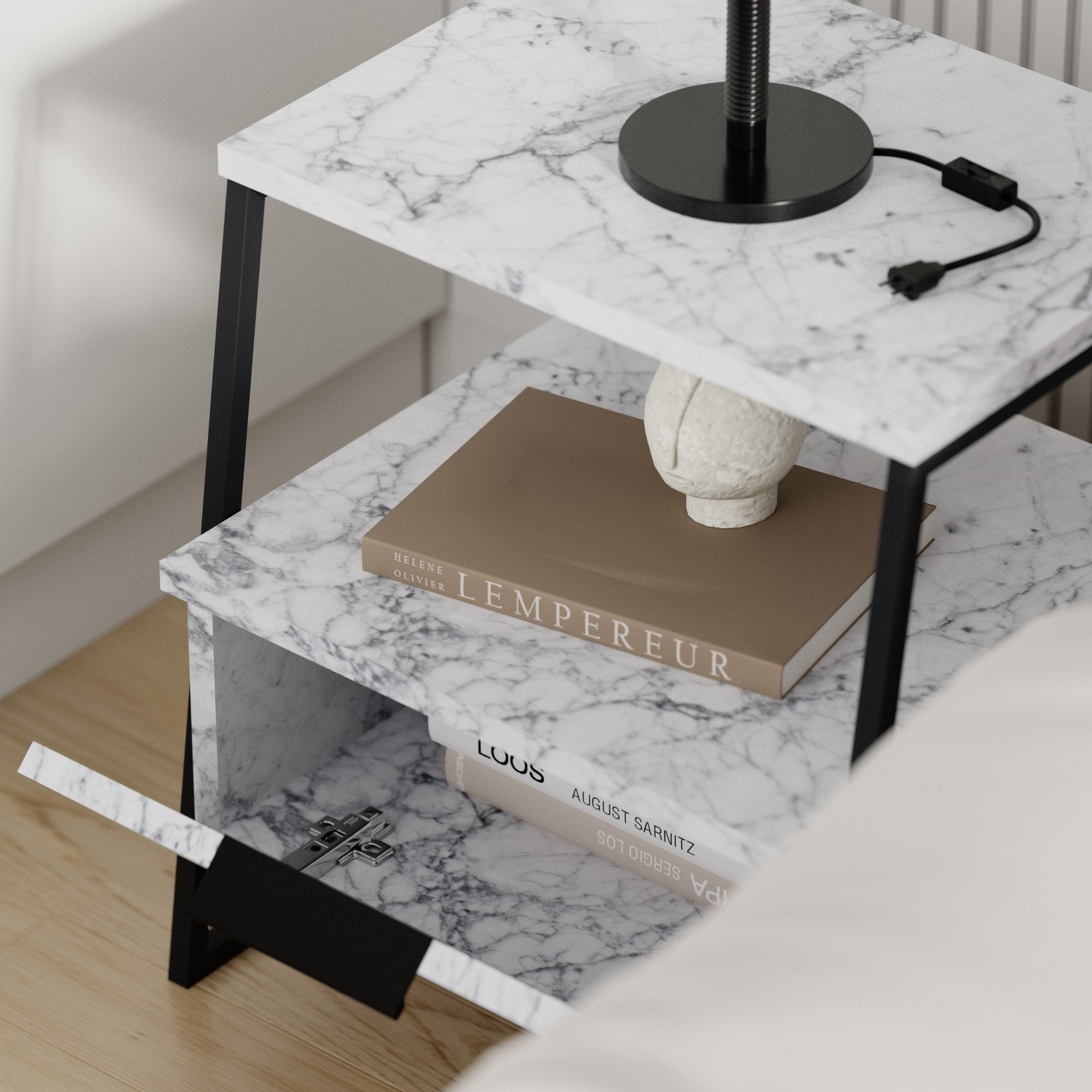 Mesa de cabeceira-Pal-Mármore de Carrara