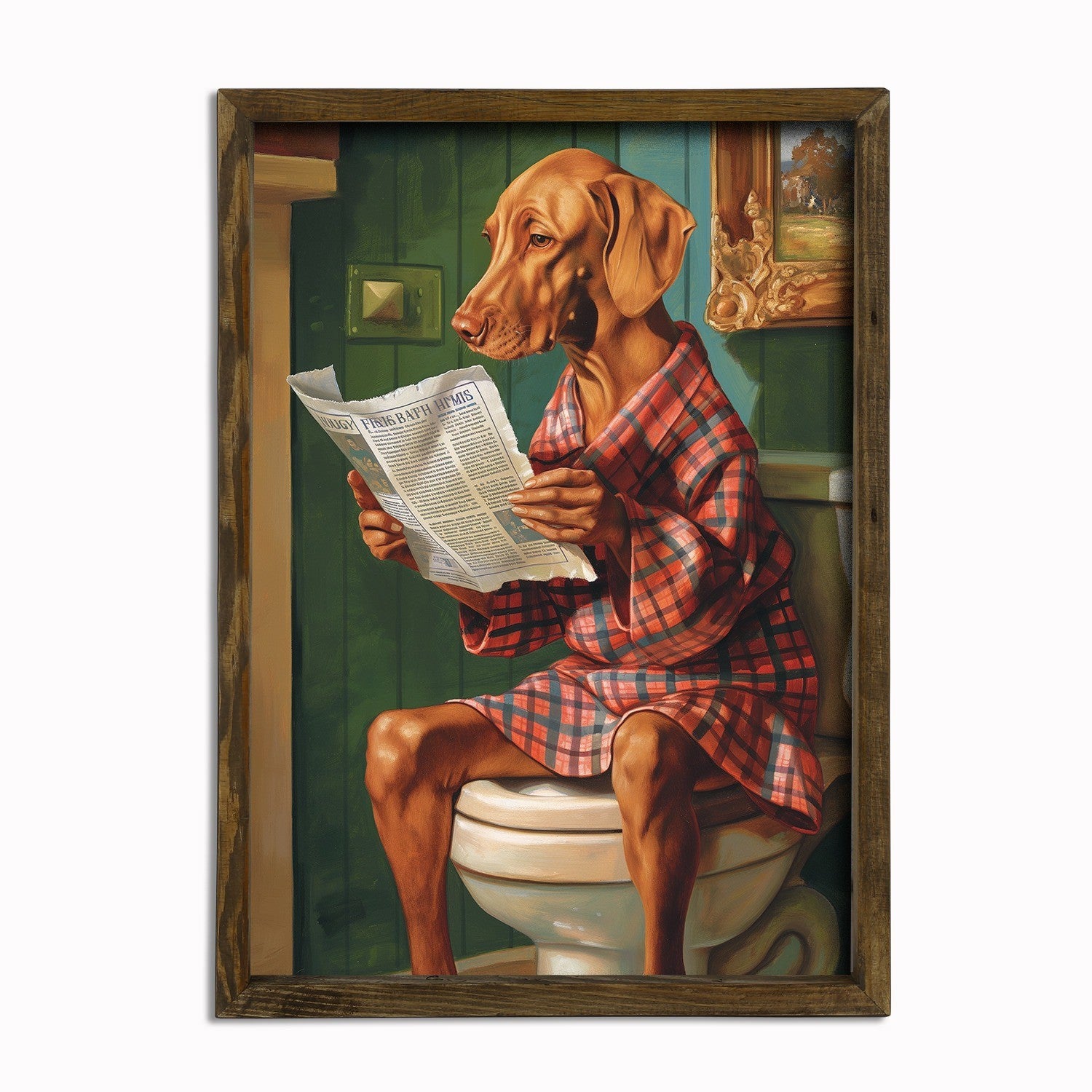 Pintura Decorativa em MDF com Moldura – 35 x 47 x 3,5 cm – MDF e Abeto