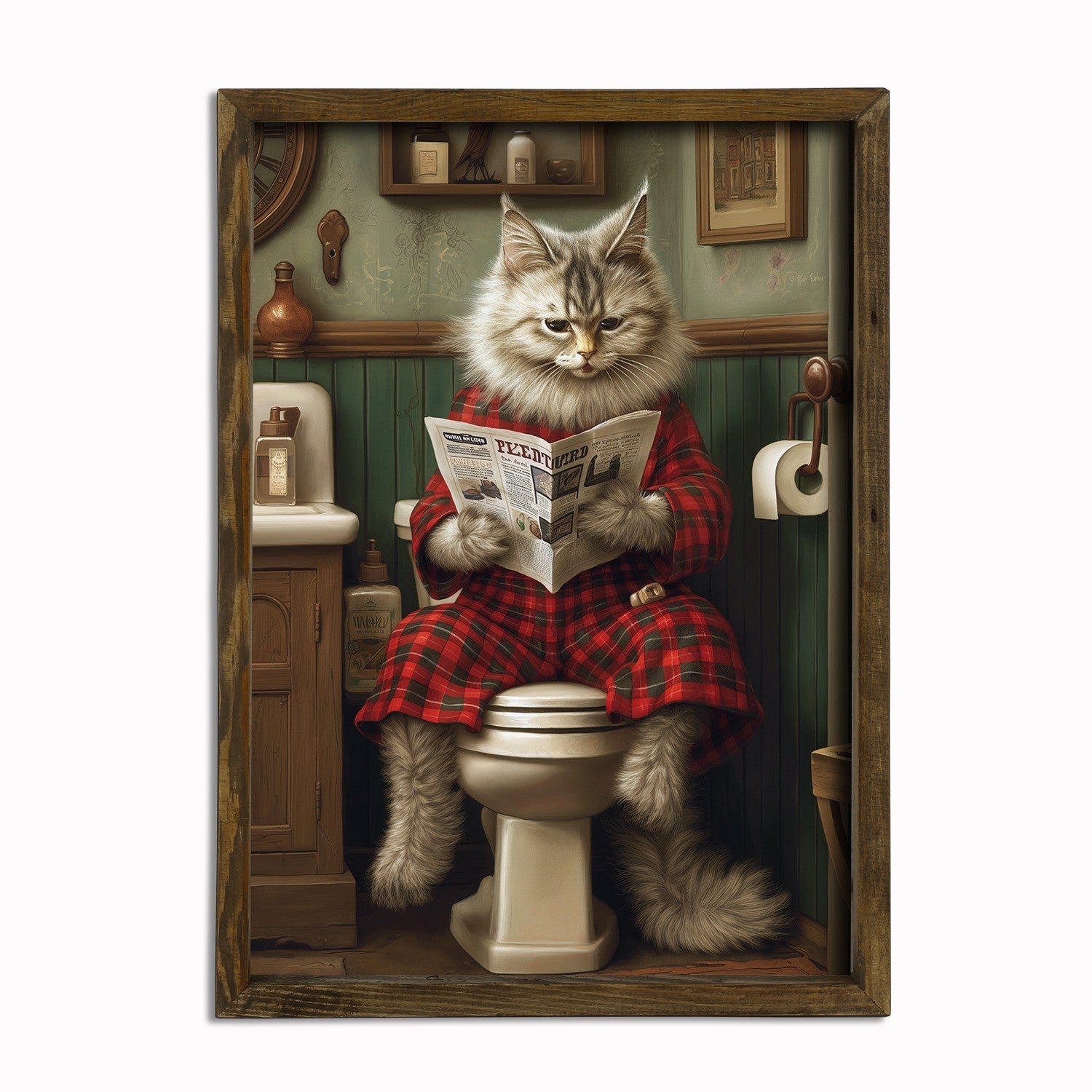 Pintura Decorativa em MDF com Moldura – 35 x 47 x 3,5 cm – MDF – Abeto