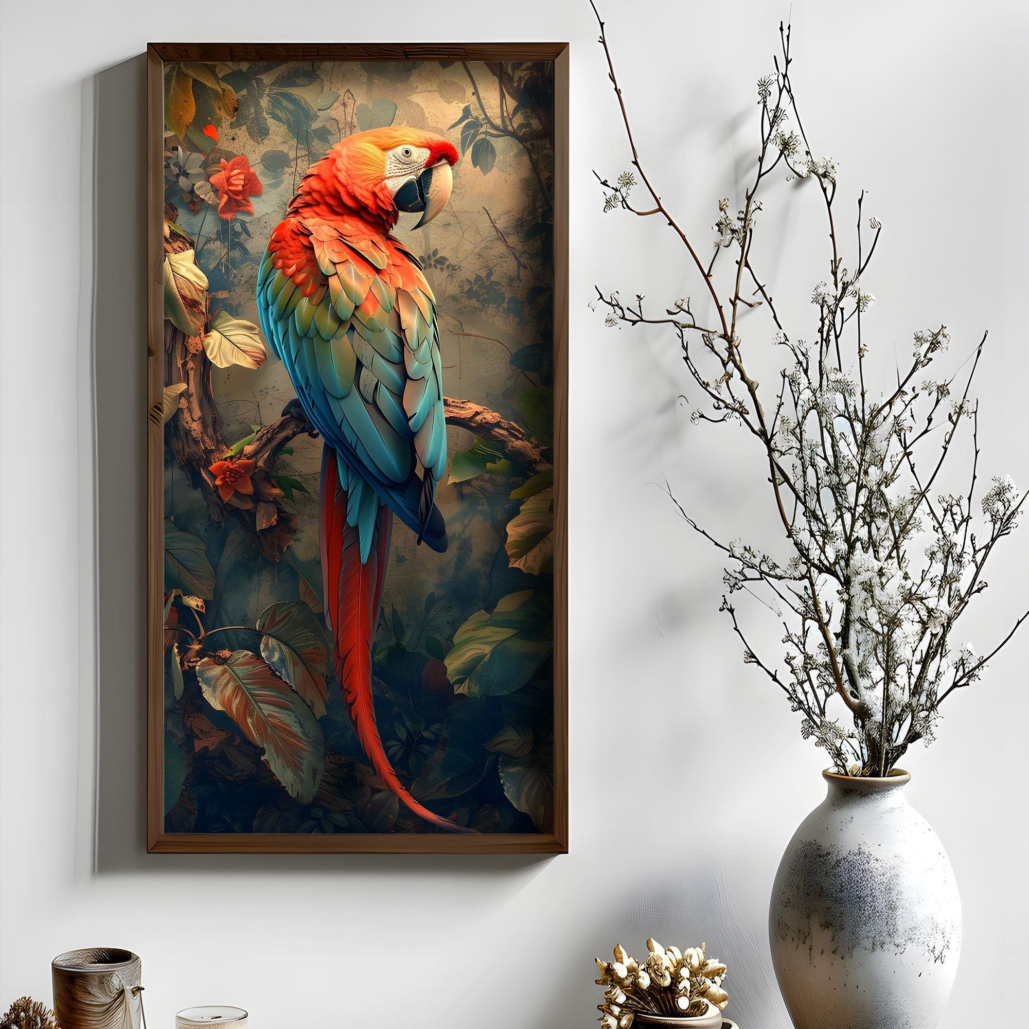 Quadro Decorativo MDF Emoldurado Multicolor 25x50cm - Arte Moderna para Decoração de Interiores