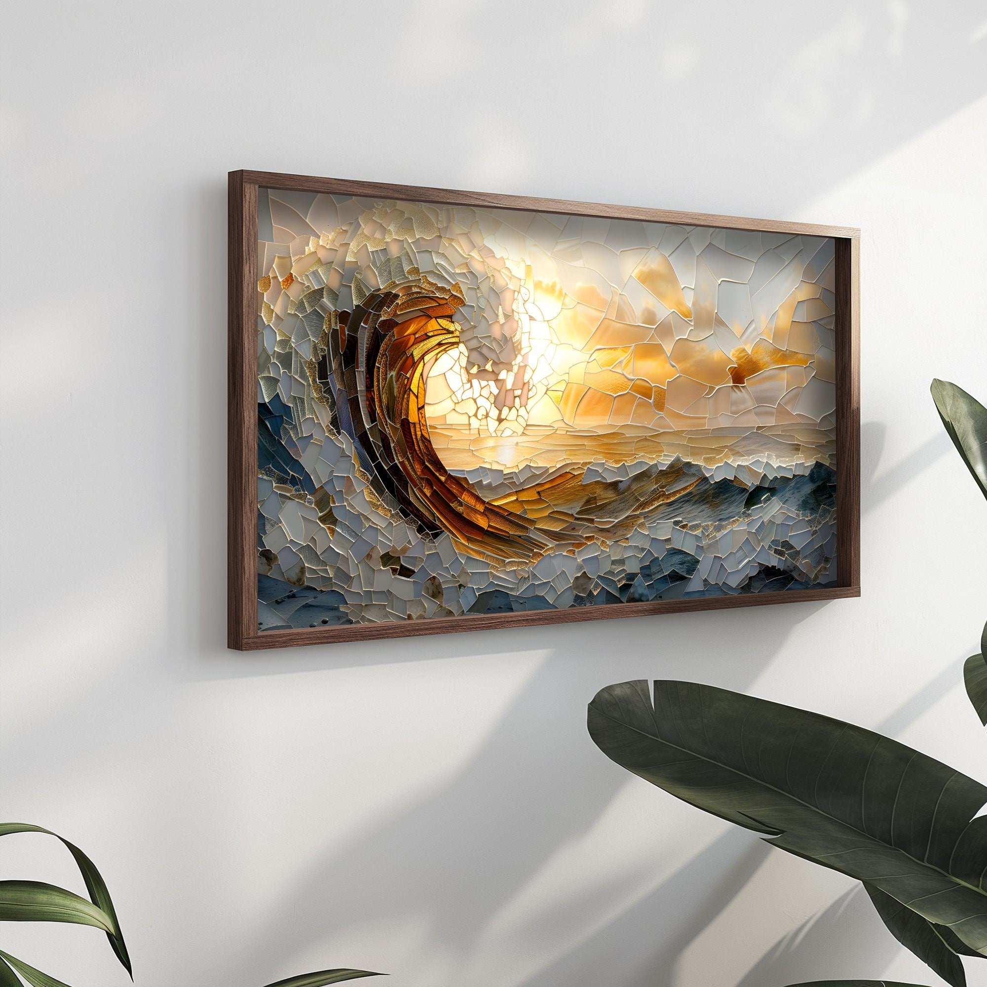 Pintura Decorativa em MDF com Moldura – 60 x 120 x 3,5 cm – 100% MDF e moldura de abeto