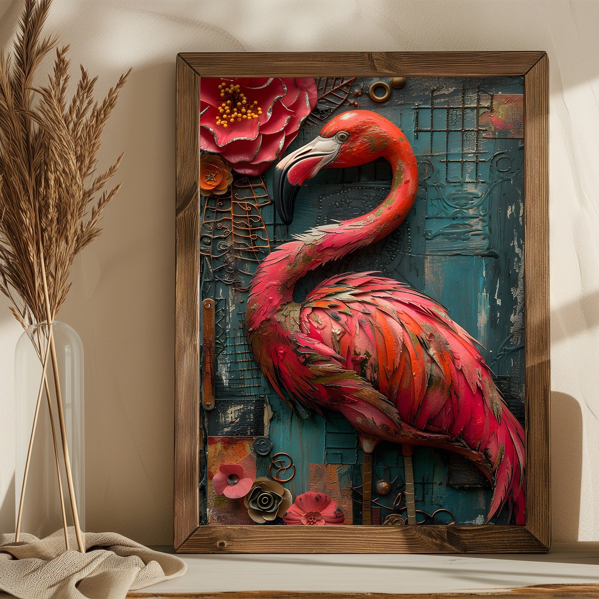 Quadro Decorativo MDF Emoldurado AI182 Multicolor 35x47cm - Arte Moderna para Decoração de Interiores