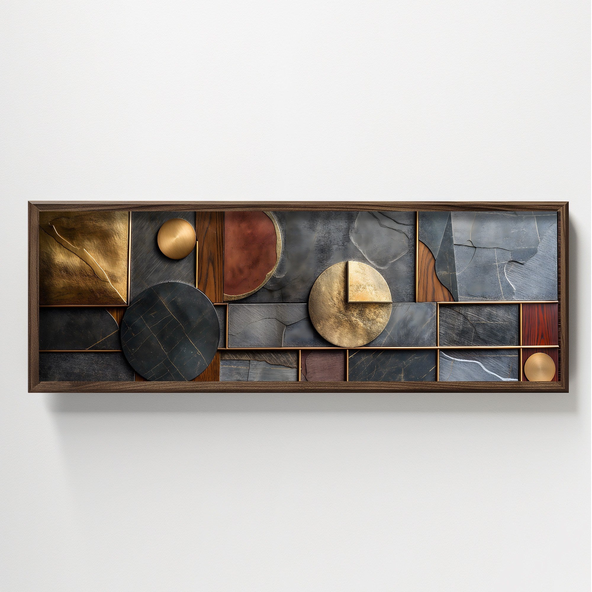 Pintura decorativa emoldurada – 120 x 40 x 3,5 cm – MDF e abeto