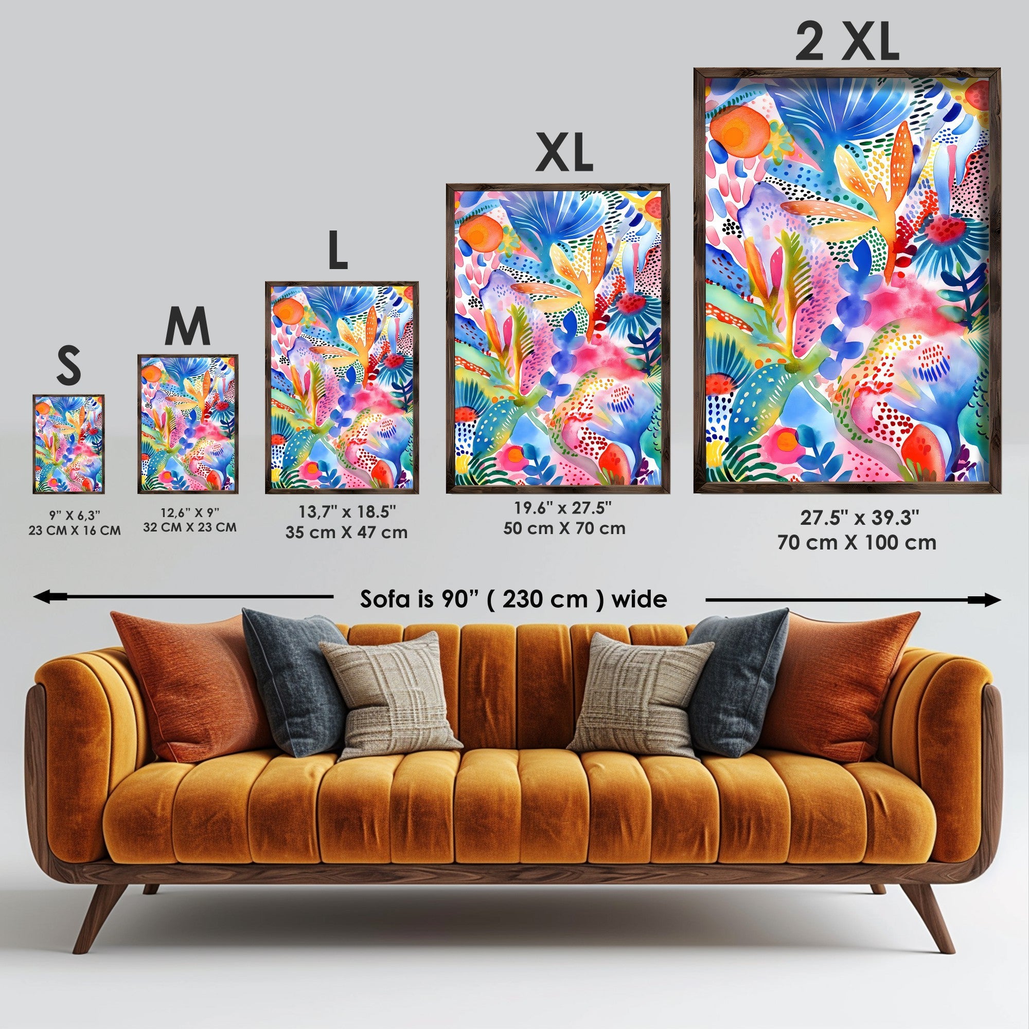 Quadro Decorativo MDF Emoldurado Multicolor 35x47cm - Impressão UV em Madeira de Pinho