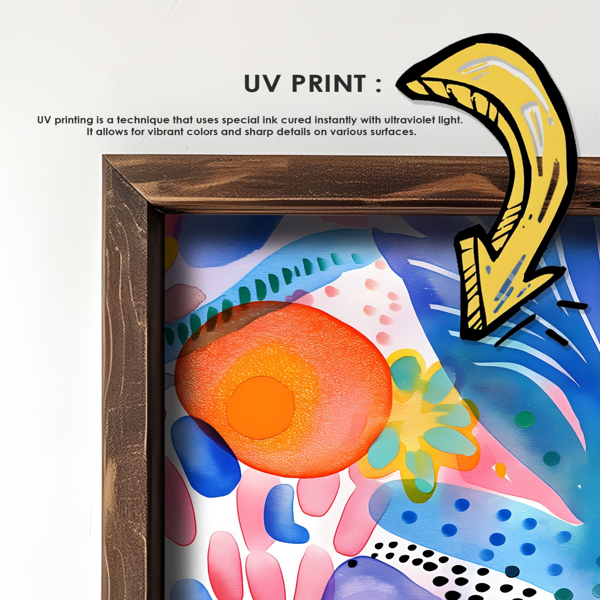 Quadro Decorativo MDF Emoldurado Multicolor 35x47cm - Impressão UV em Madeira de Pinho