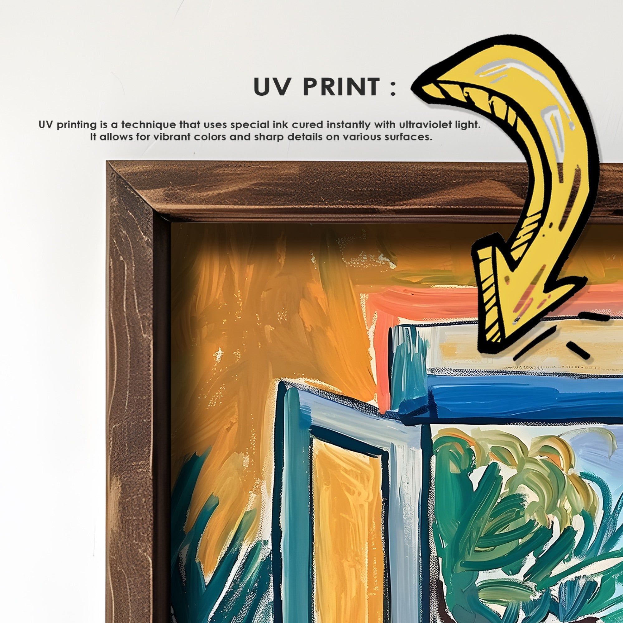 Quadro Decorativo MDF Emoldurado Multicolor 35x47cm - Impressão UV em Madeira de Pinho