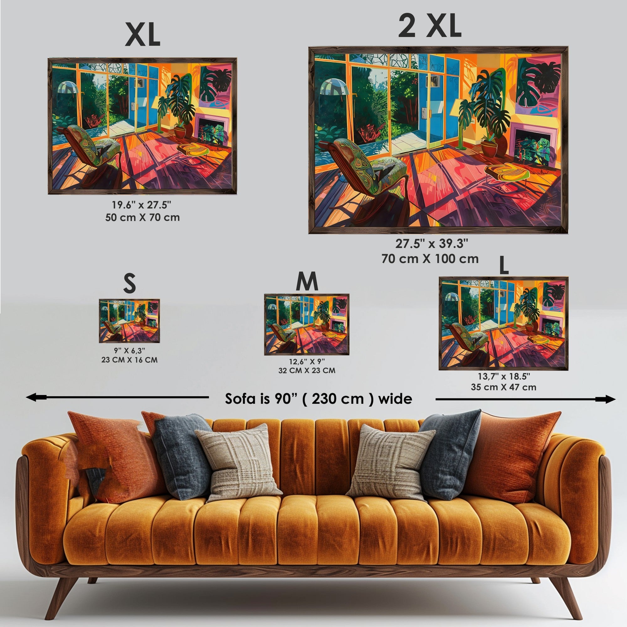 Quadro Decorativo MDF Emoldurado Multicolor 35x47cm - Impressão UV em Madeira de Pinho