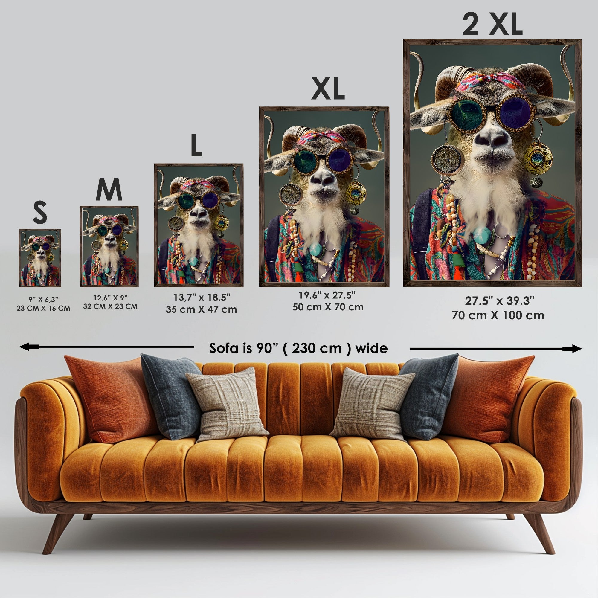 Quadro Decorativo MDF Emoldurado Multicolor 35x47cm - Impressão UV em Madeira de Pinho