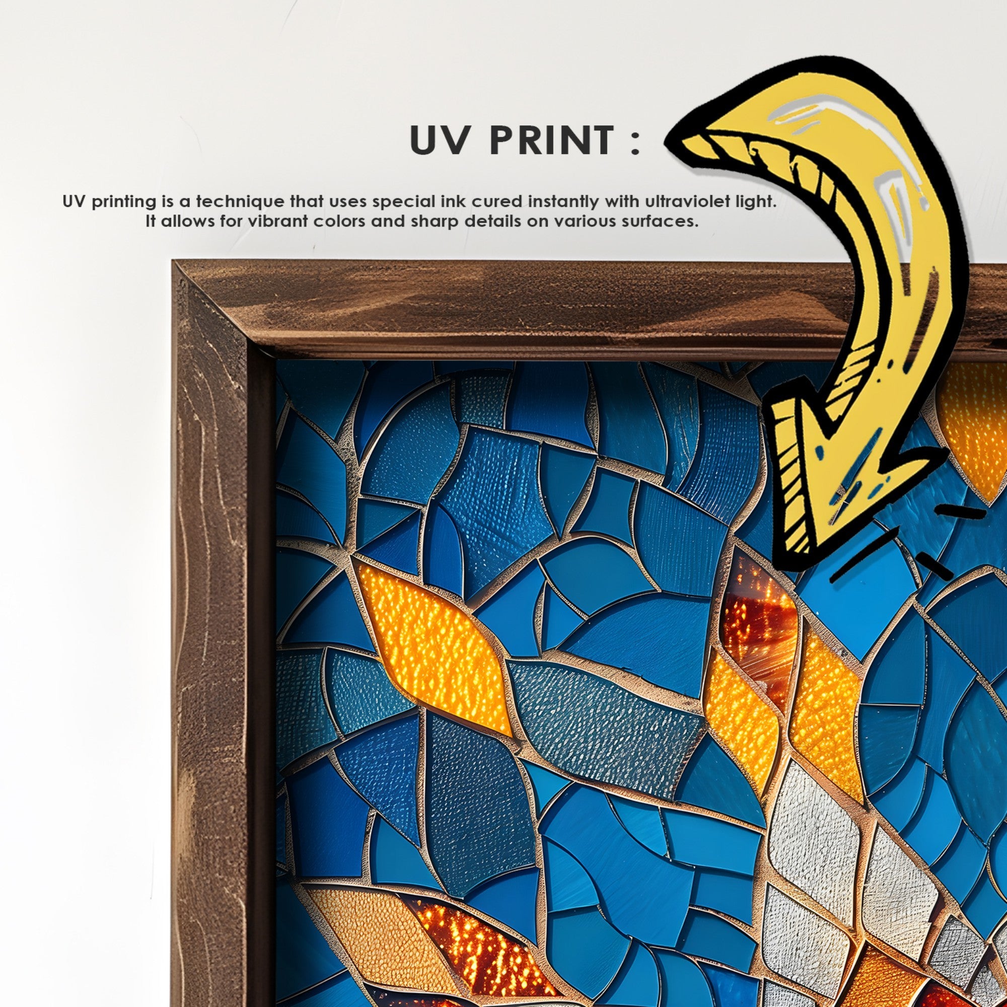 Quadro Decorativo MDF Emoldurado Multicolor GE067-L - Impressão UV em Madeira de Pinho 35x47cm