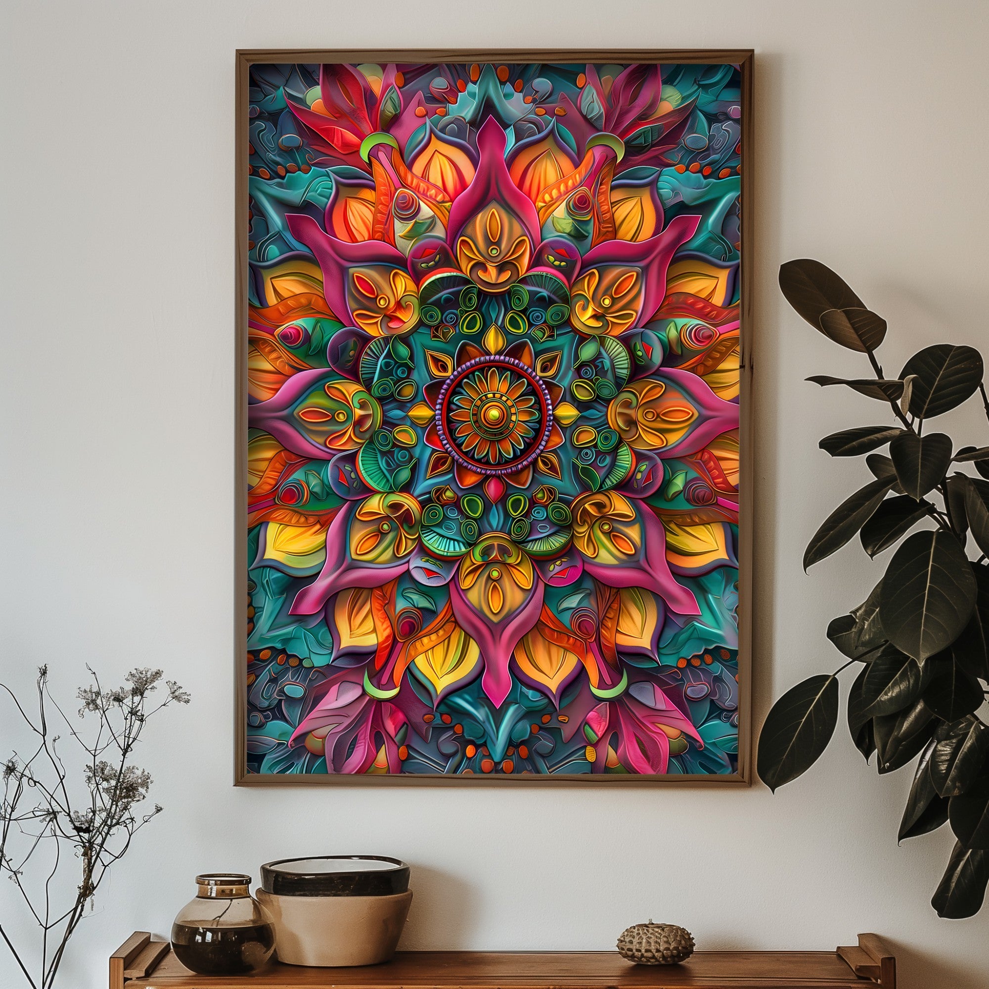 Quadro Decorativo MDF Emoldurado Multicolor GE068-L - Impressão UV em Madeira de Pinho 35x47cm