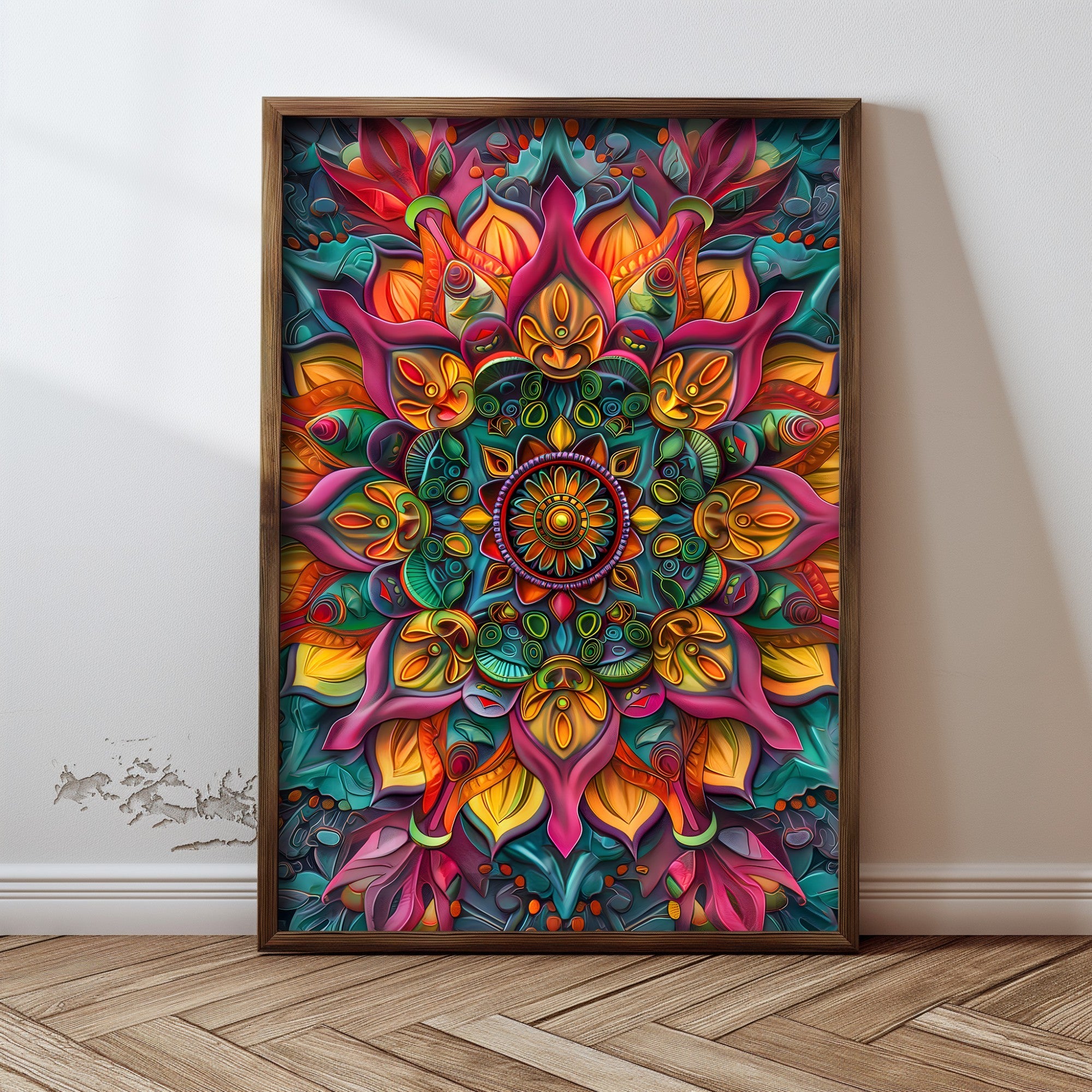 Quadro Decorativo MDF Emoldurado Multicolor GE068-L - Impressão UV em Madeira de Pinho 35x47cm