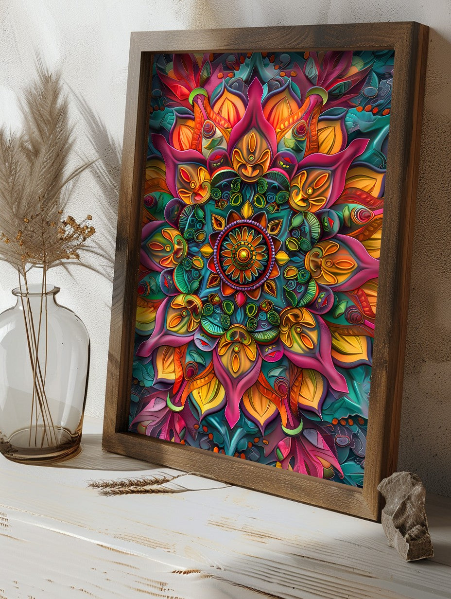 Quadro Decorativo MDF Emoldurado Multicolor GE068-L - Impressão UV em Madeira de Pinho 35x47cm