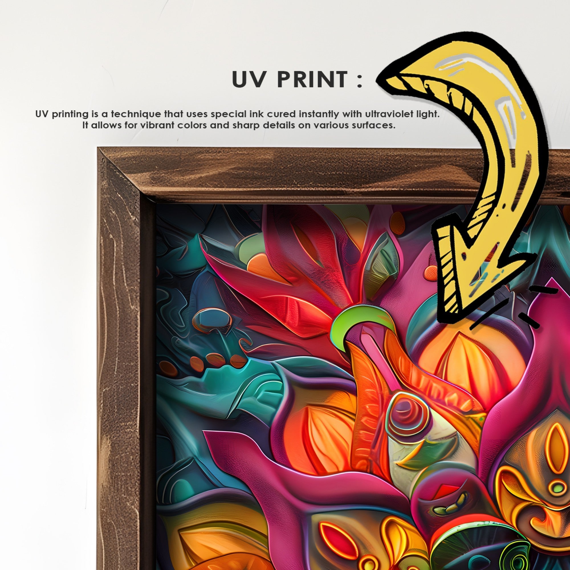 Quadro Decorativo MDF Emoldurado Multicolor GE068-L - Impressão UV em Madeira de Pinho 35x47cm