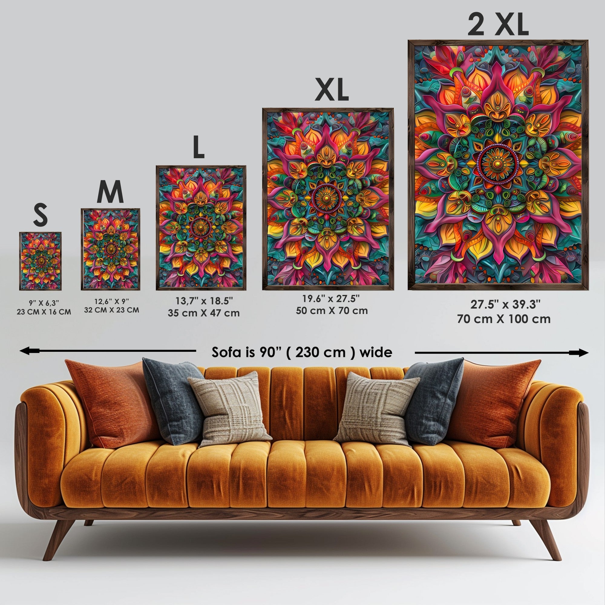 Quadro Decorativo MDF Emoldurado Multicolor GE068-L - Impressão UV em Madeira de Pinho 35x47cm