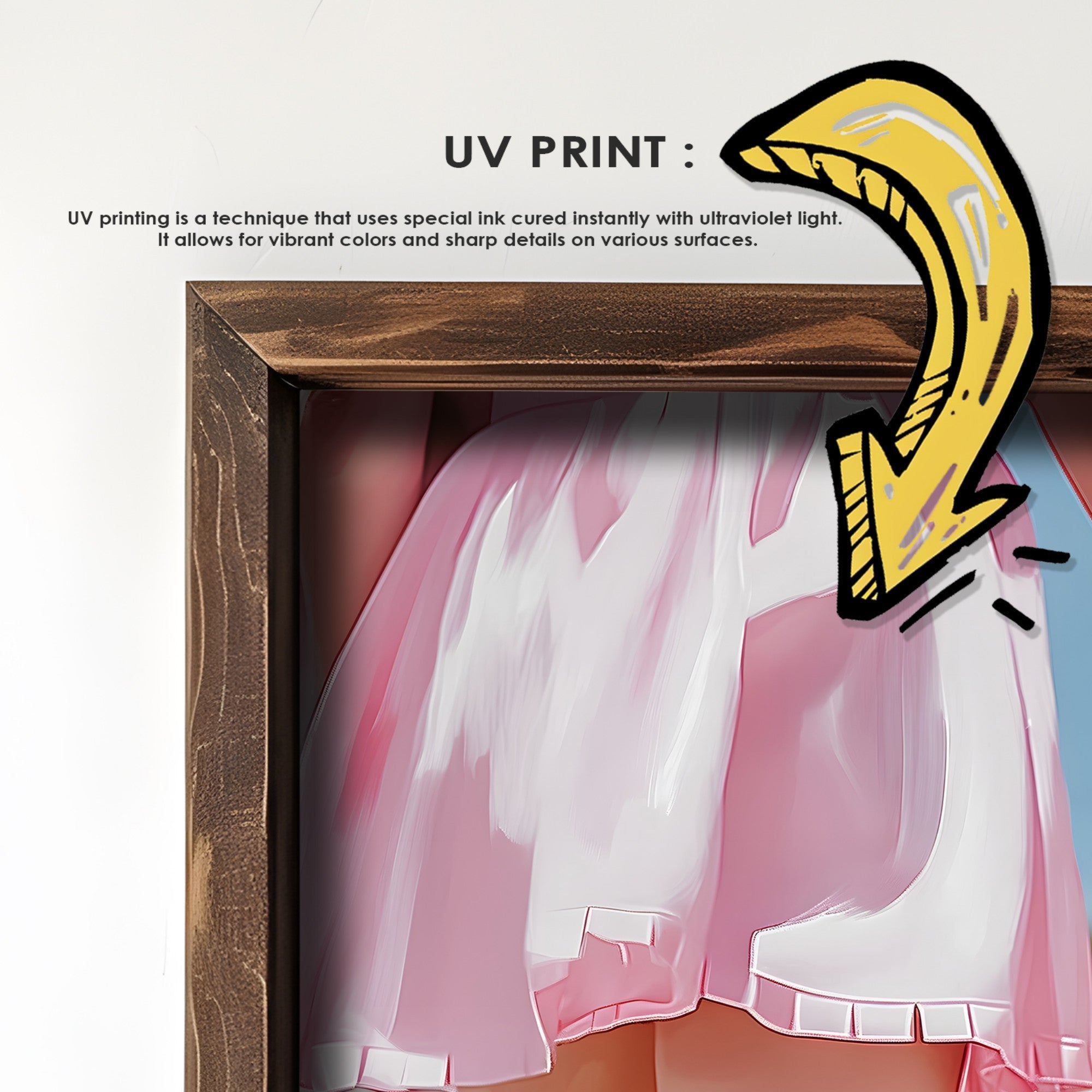 Quadro Decorativo MDF Emoldurado Multicolor GE085-L - Impressão UV em Madeira de Pinho 35x47cm