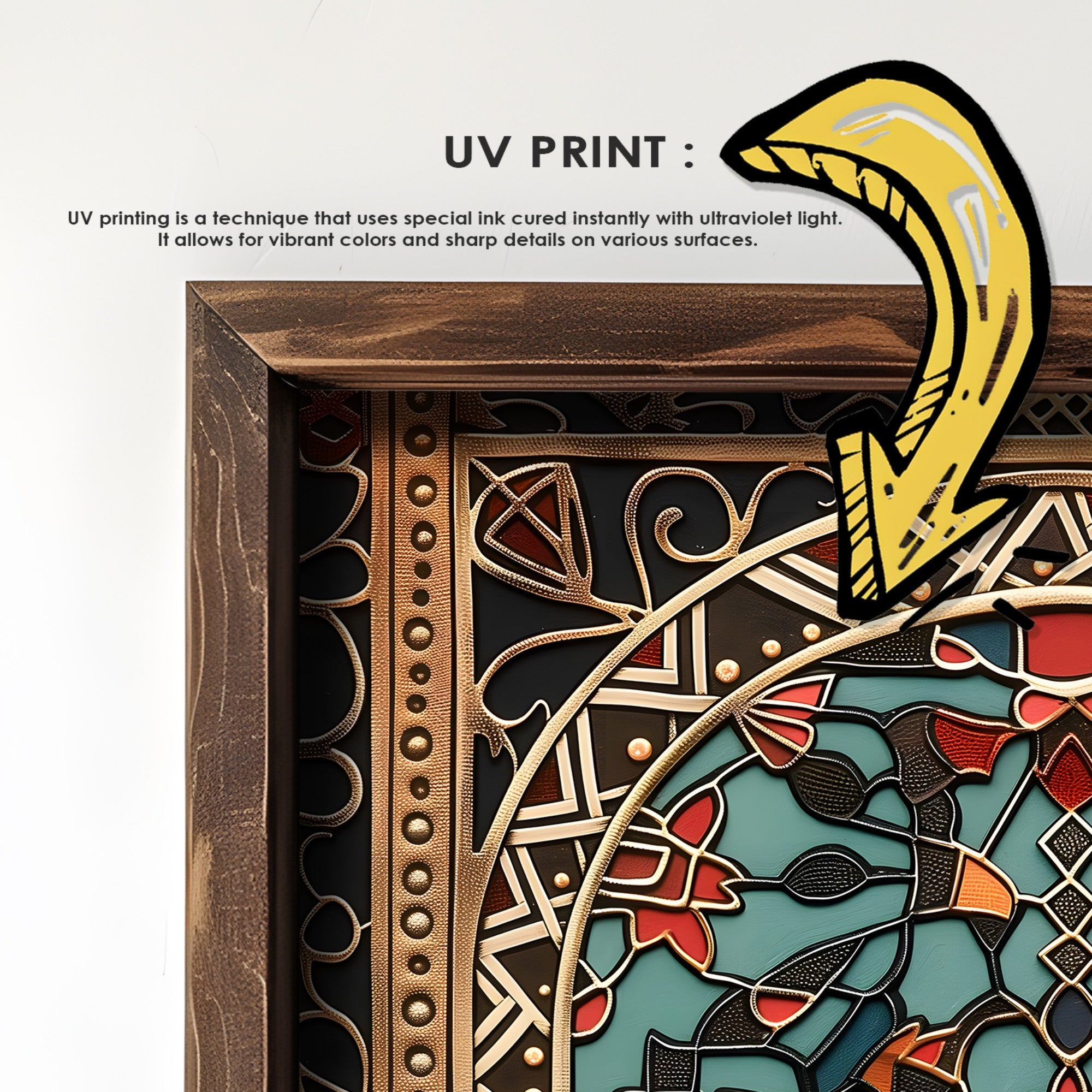 Quadro Decorativo MDF Emoldurado Multicolor GE117-L - Impressão UV em Madeira de Pinho 35x47cm