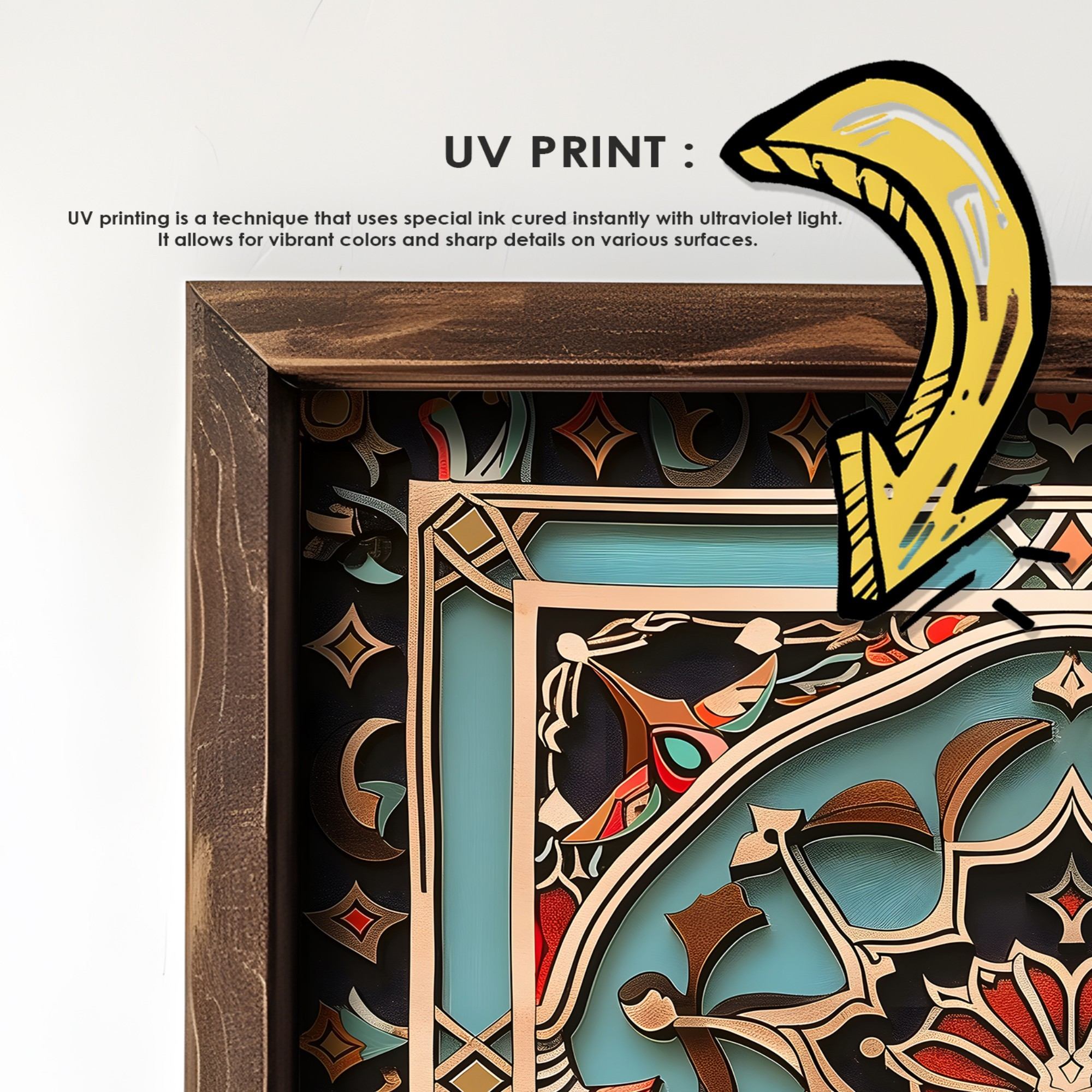 Quadro Decorativo MDF Emoldurado Multicolor GE118-L - Impressão UV em Madeira de Pinho 35x47cm