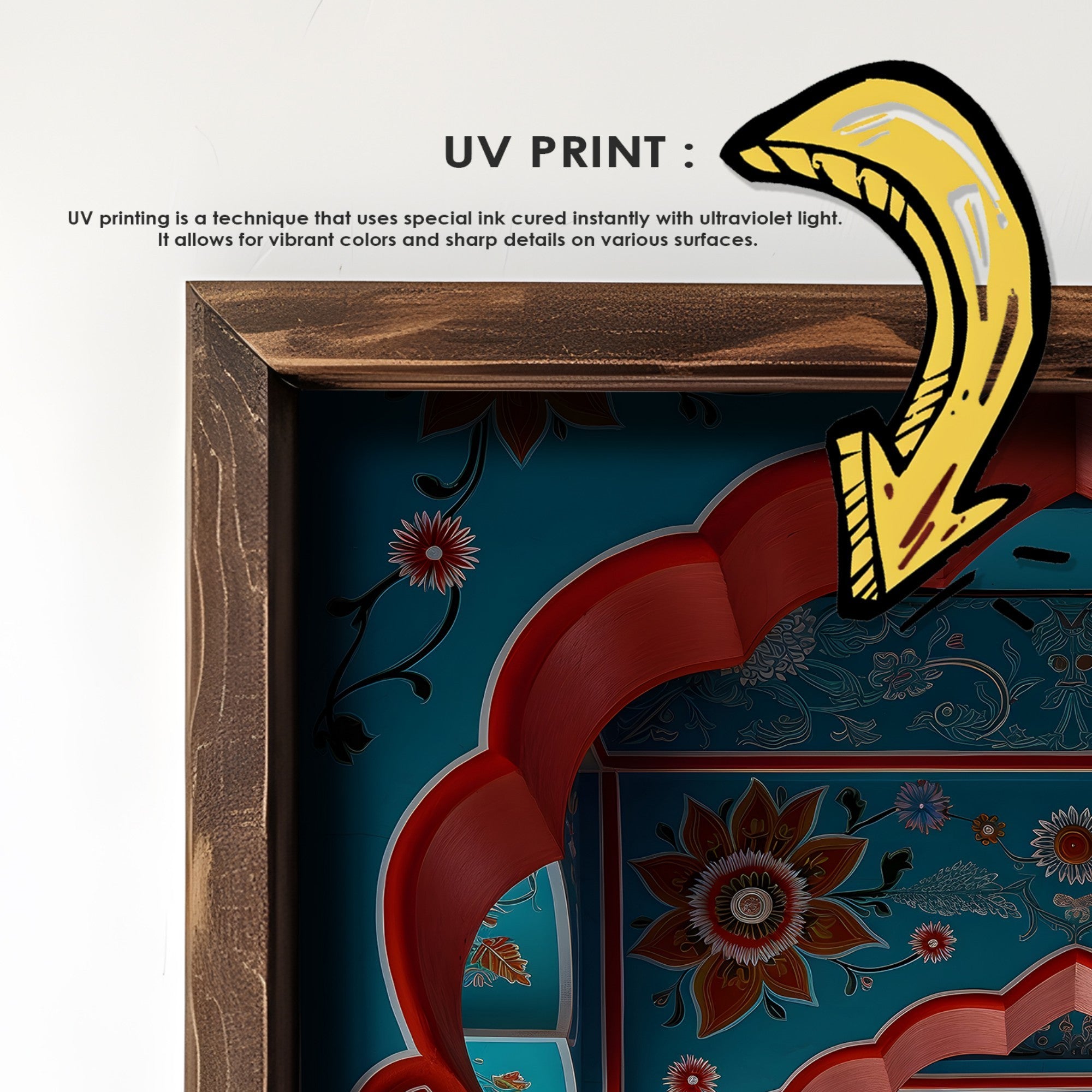 Quadro Decorativo MDF Emoldurado Multicolor GE122-L - Impressão UV em Madeira de Pinho 35x47cm