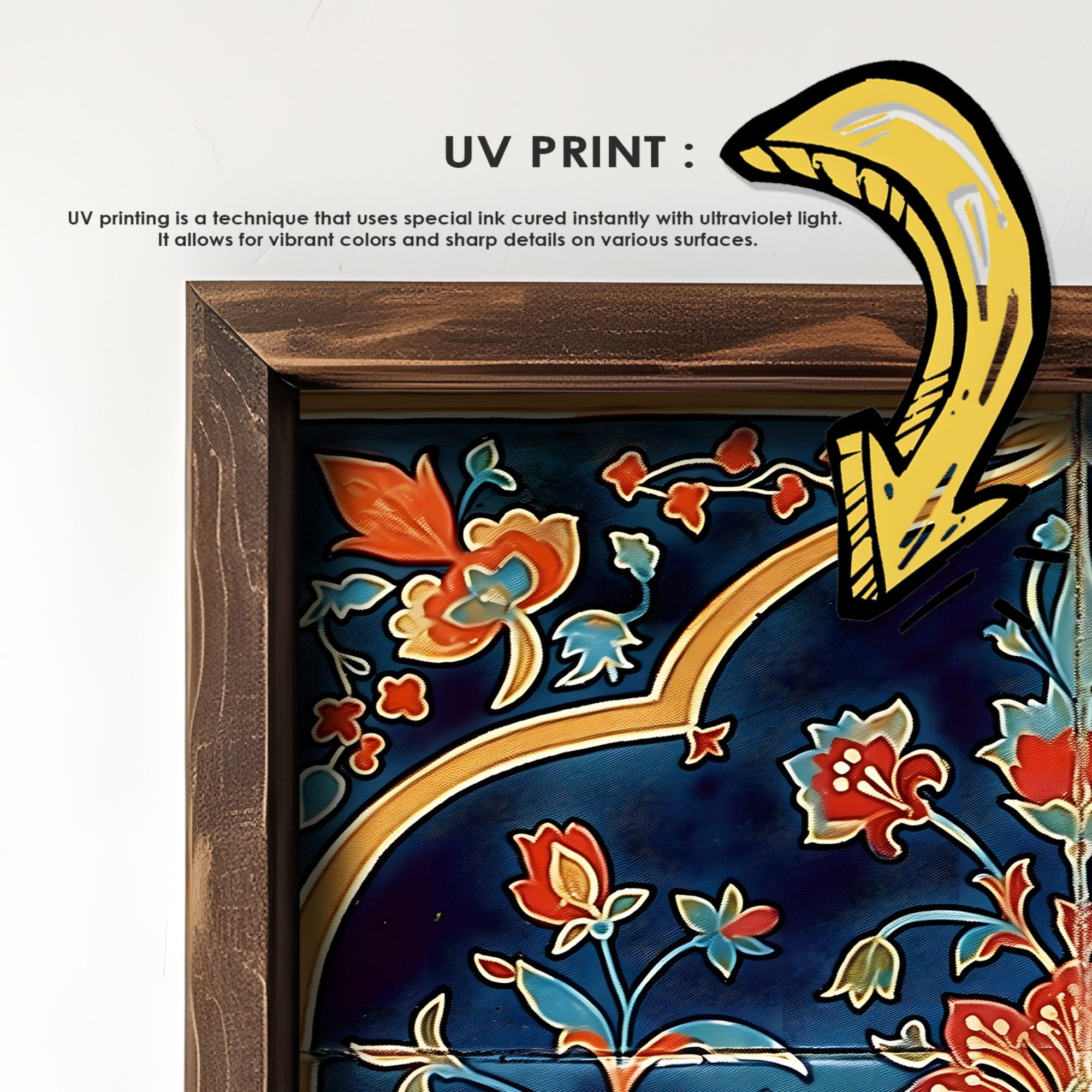 Quadro Decorativo MDF Emoldurado Multicolor GE123-L - Impressão UV em Madeira de Pinho 35x47cm