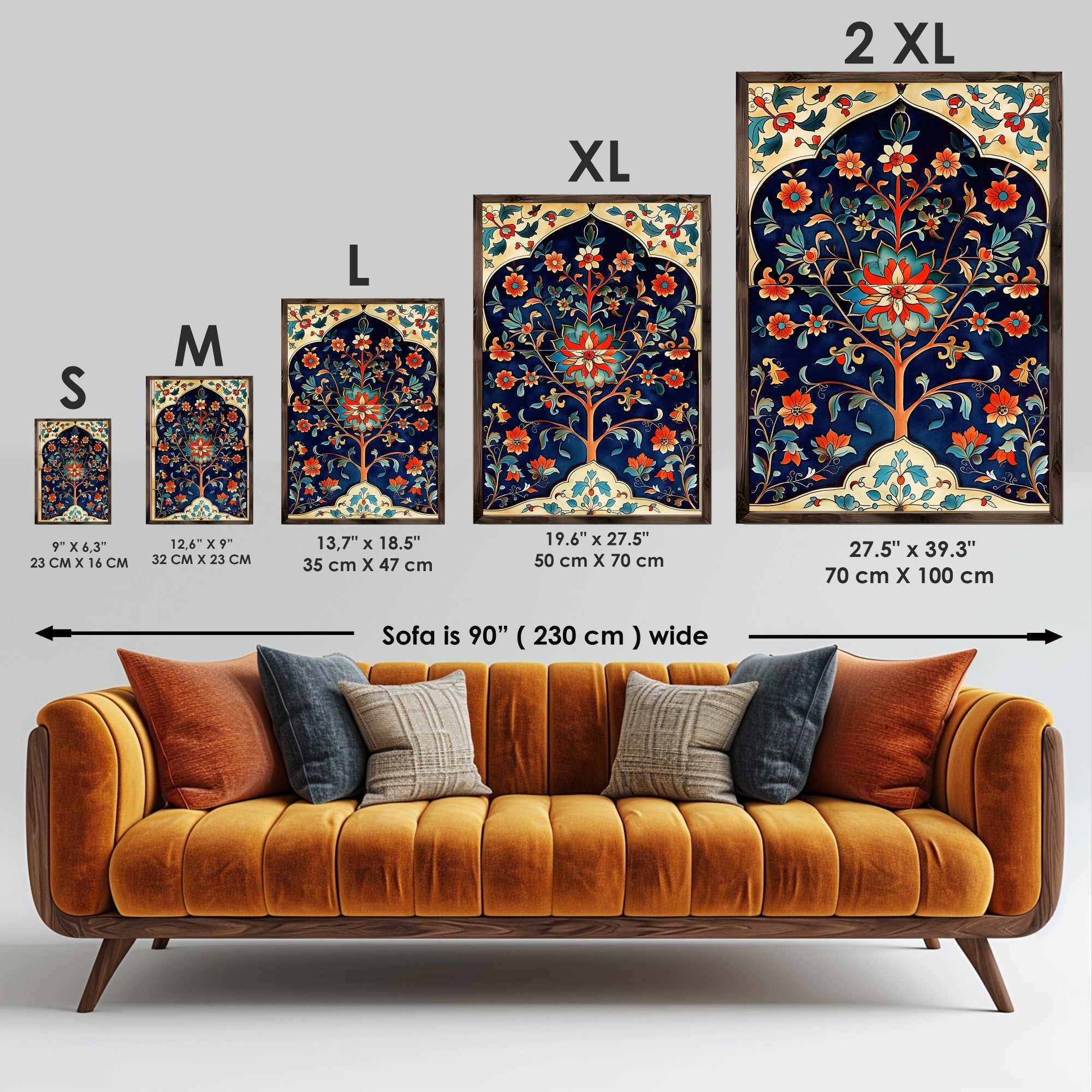 Quadro Decorativo MDF Emoldurado Multicolor GE124-L - Impressão UV em Madeira de Pinho 35x47cm