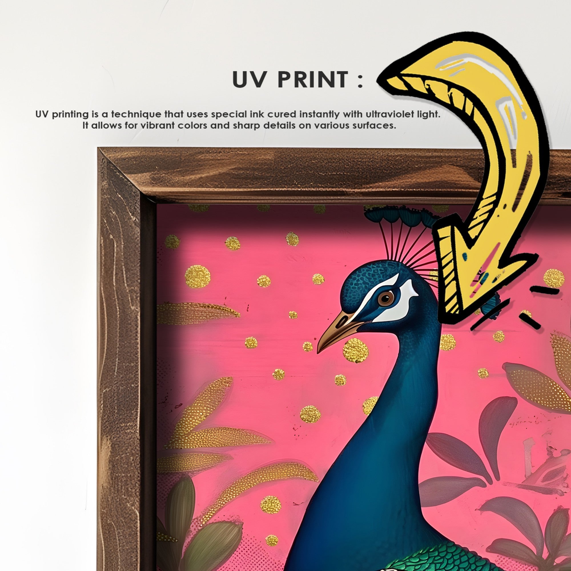 Quadro Decorativo MDF Emoldurado Multicolor GE137-L - Impressão UV em Madeira de Pinho 35x47cm