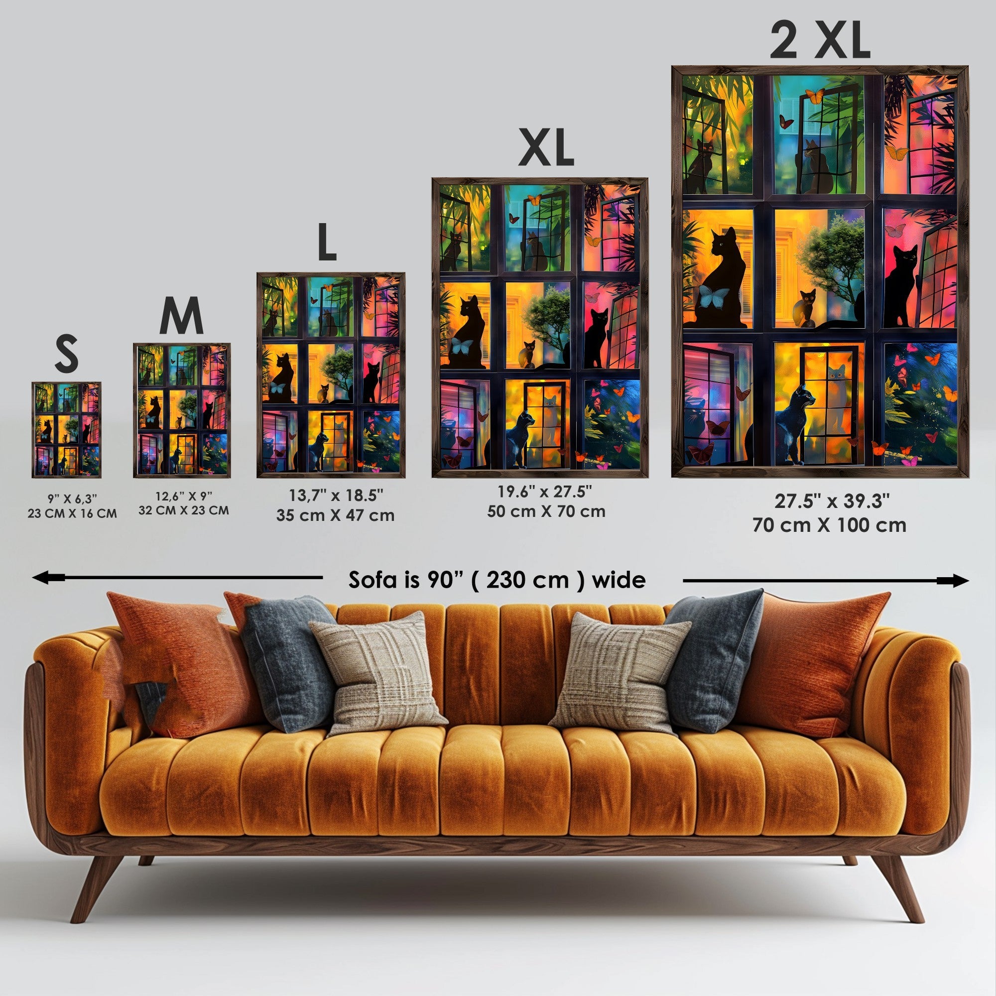 Quadro Decorativo MDF Emoldurado Multicolor GE163-L - Impressão UV em Madeira de Pinho 35x47cm