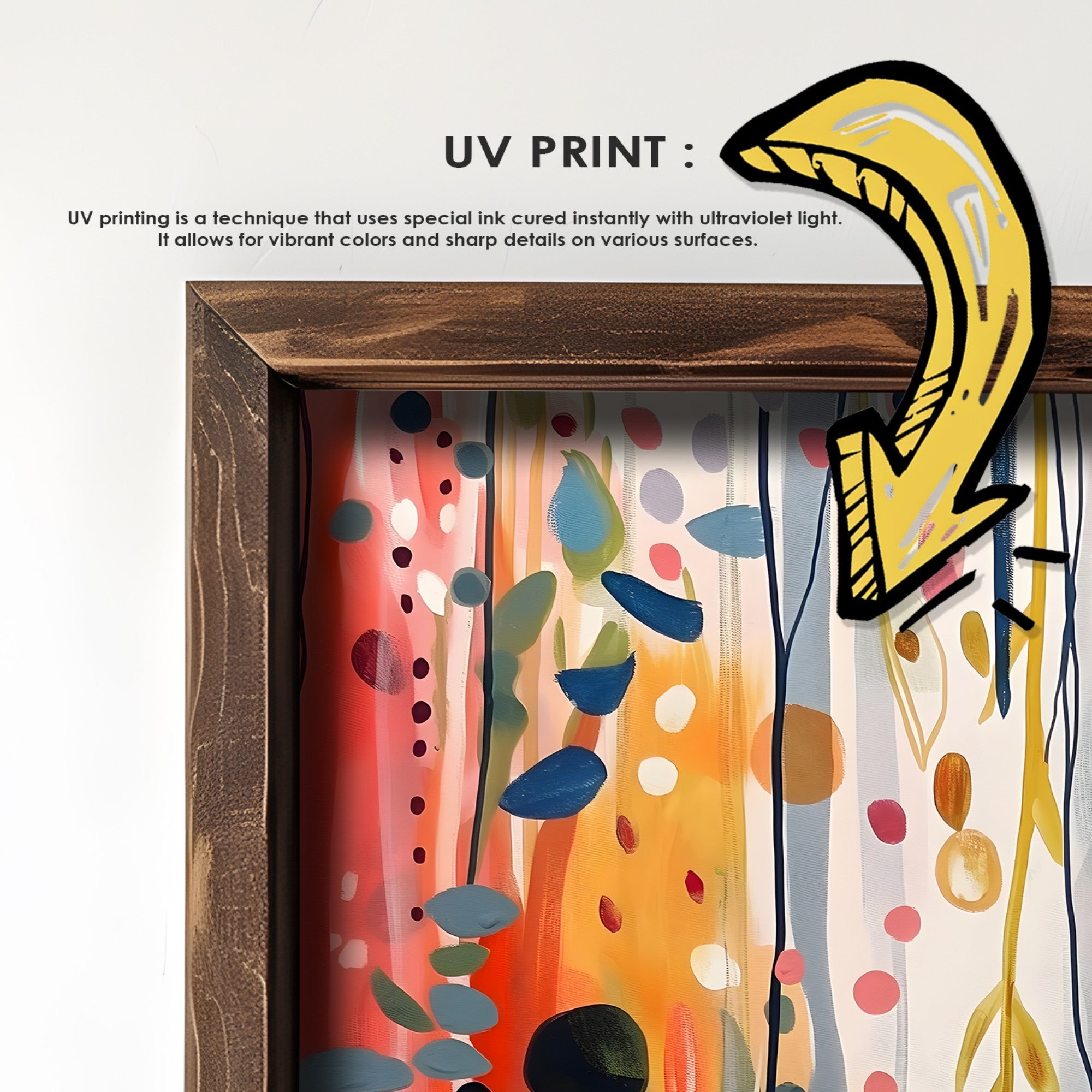 Quadro Decorativo MDF Emoldurado Multicolor GE174-L - Impressão UV em Madeira de Pinho 35x47cm