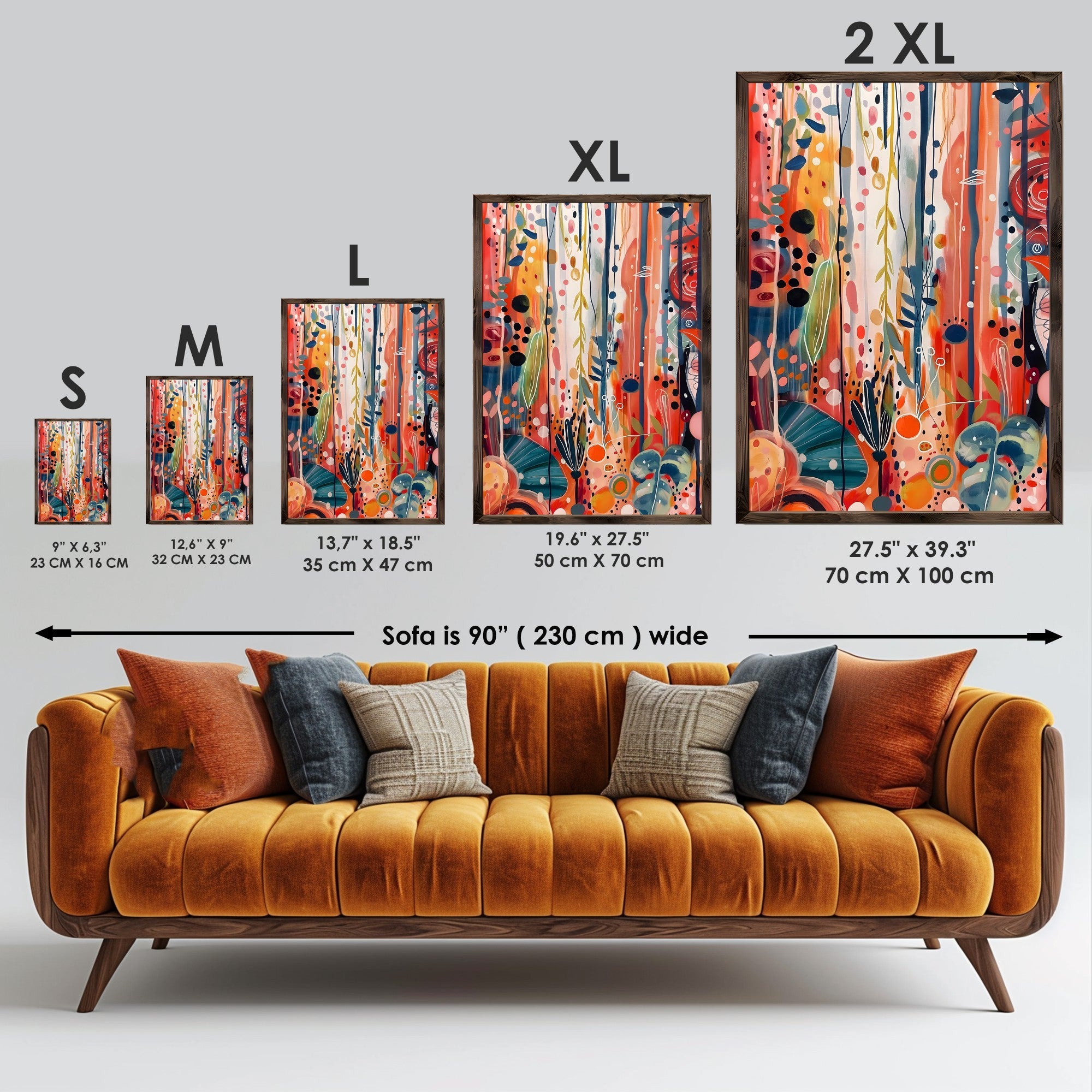 Quadro Decorativo MDF Emoldurado Multicolor GE174-L - Impressão UV em Madeira de Pinho 35x47cm