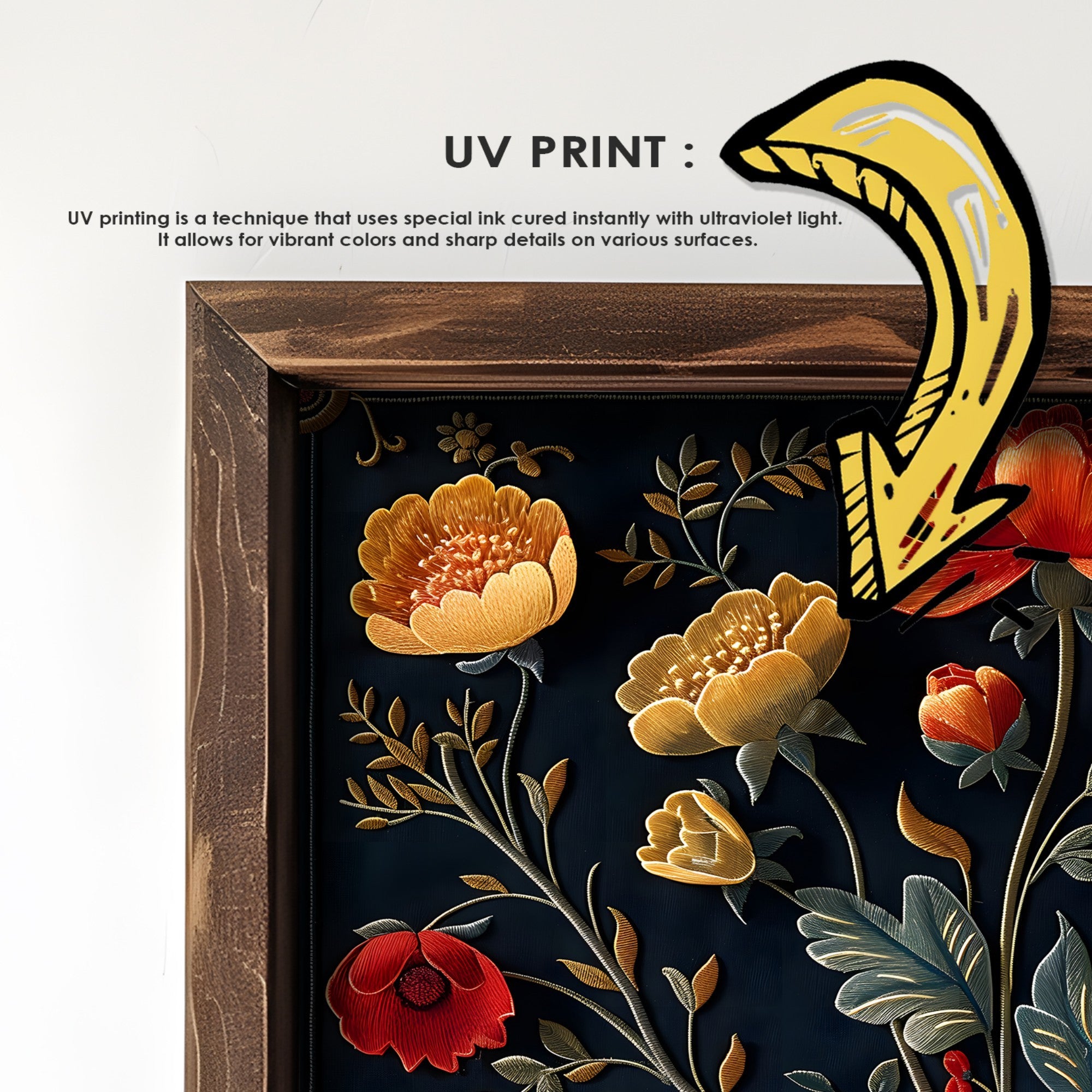 Quadro Decorativo MDF Emoldurado Multicolor GE211-L - Impressão UV em Madeira de Pinho 35x47cm