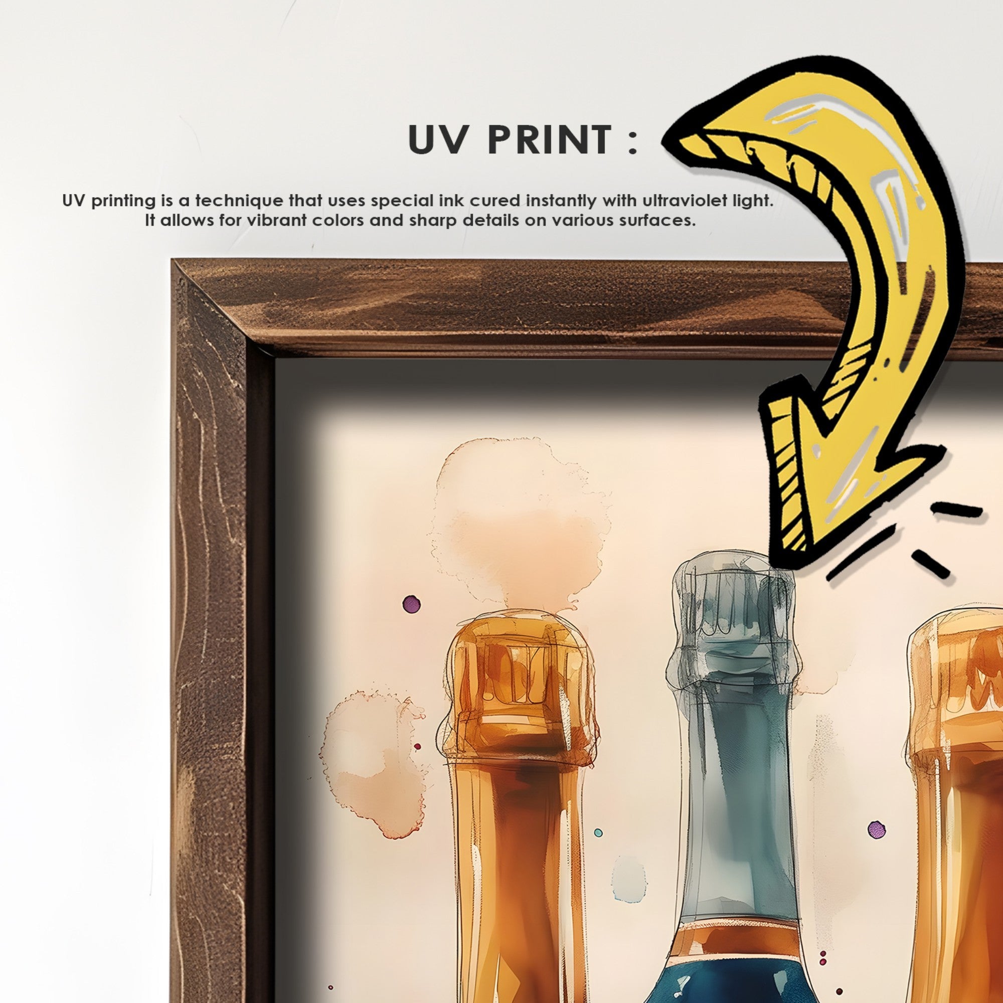 Quadro Decorativo MDF Emoldurado GE212-L Multicolor 35x47cm - Impressão UV em Madeira de Pinho