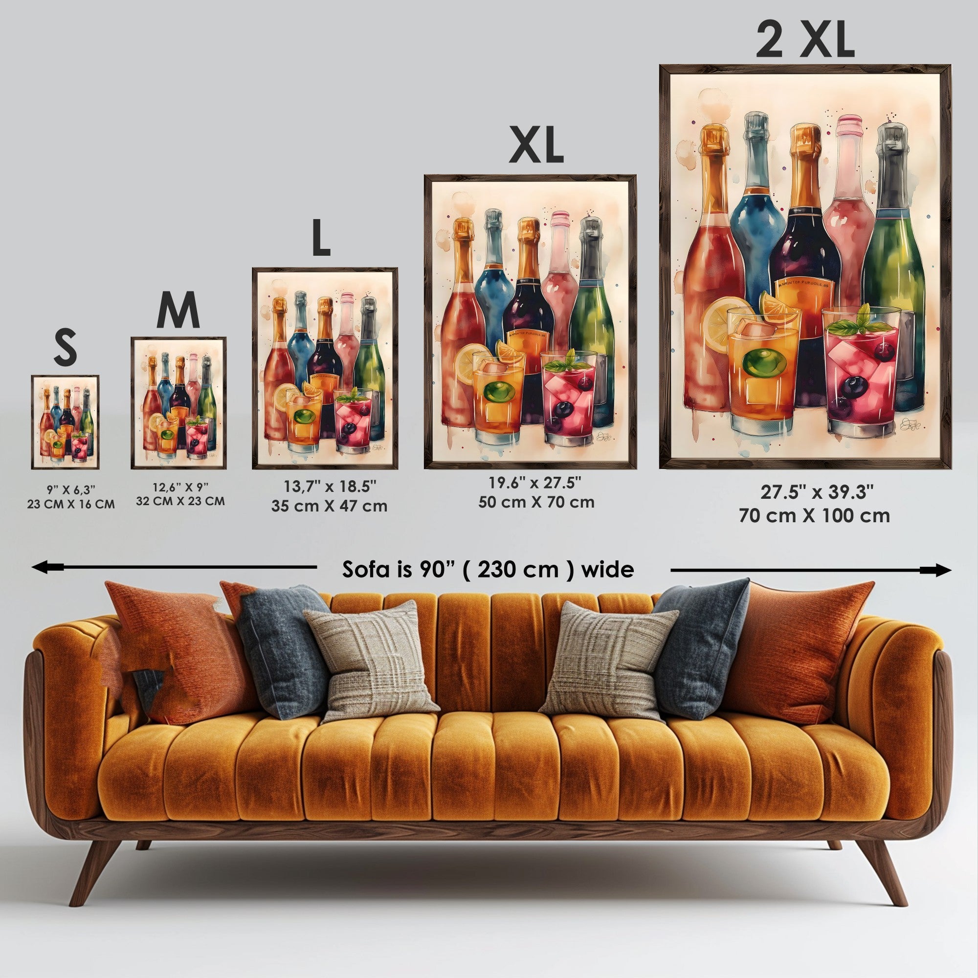 Quadro Decorativo MDF Emoldurado GE212-L Multicolor 35x47cm - Impressão UV em Madeira de Pinho