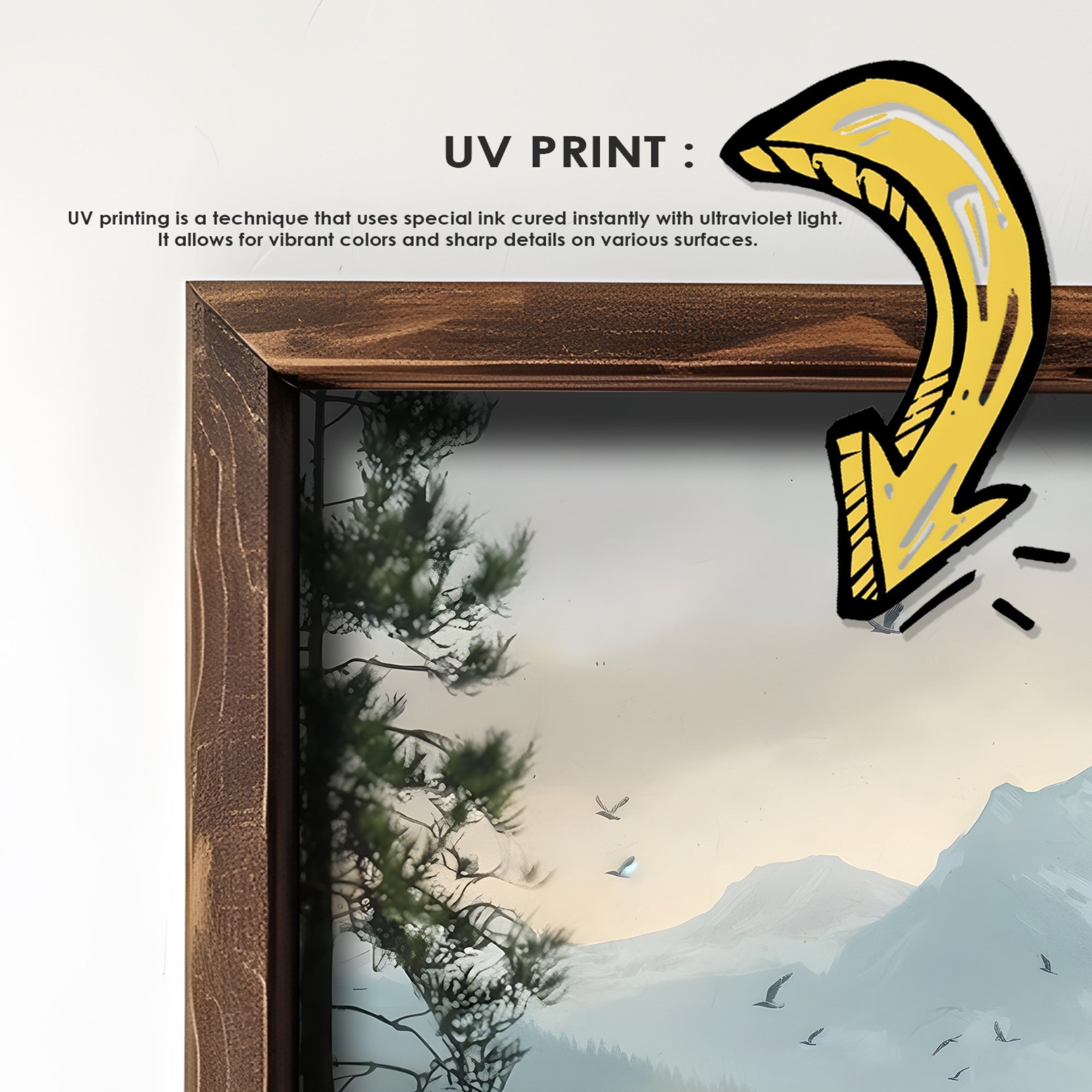 Quadro Decorativo MDF Emoldurado Multicolor GE234-L - Impressão UV em Madeira de Pinho 35x47cm