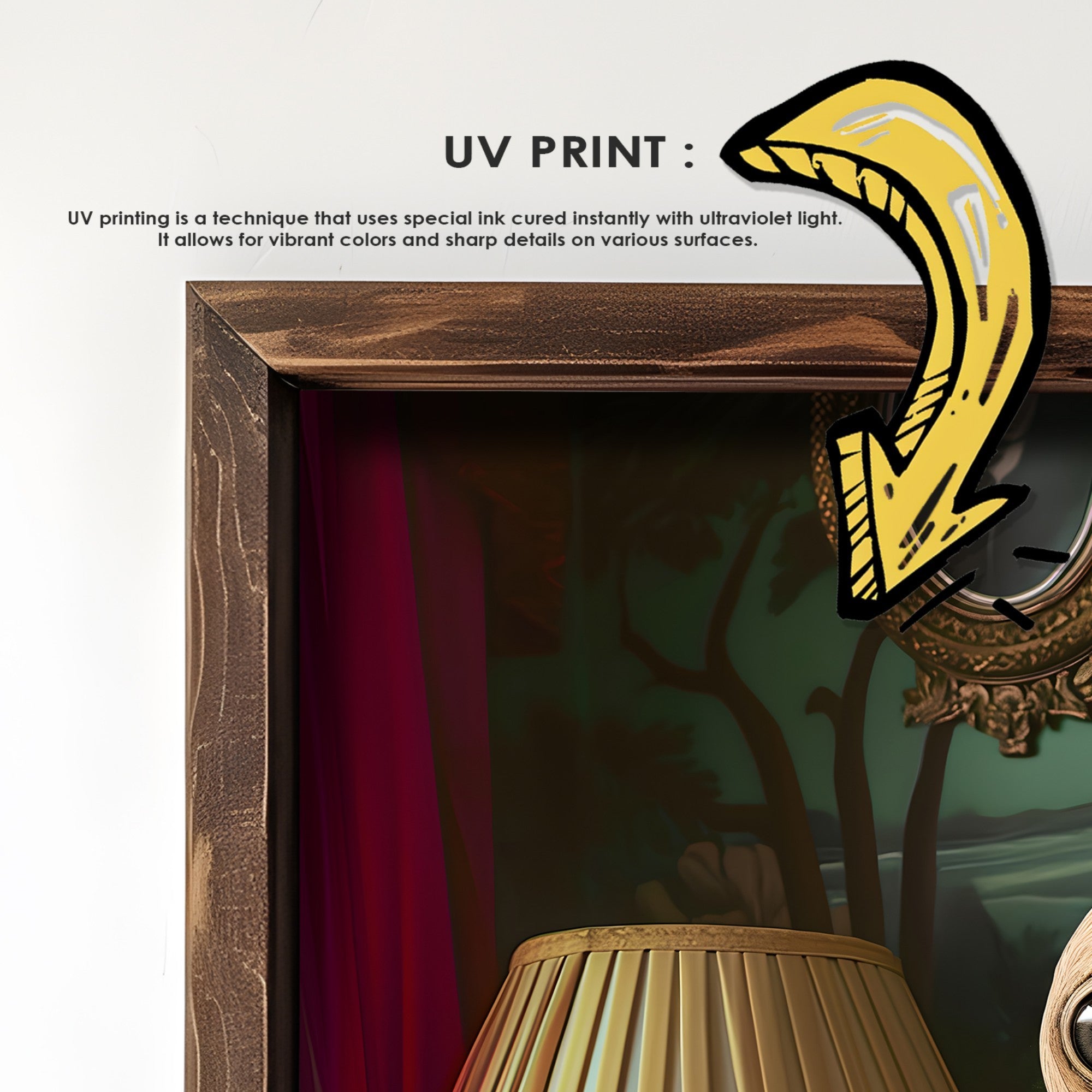 Quadro Decorativo MDF Emoldurado Multicolor GE241-L - Impressão UV em Madeira de Pinho 35x47cm