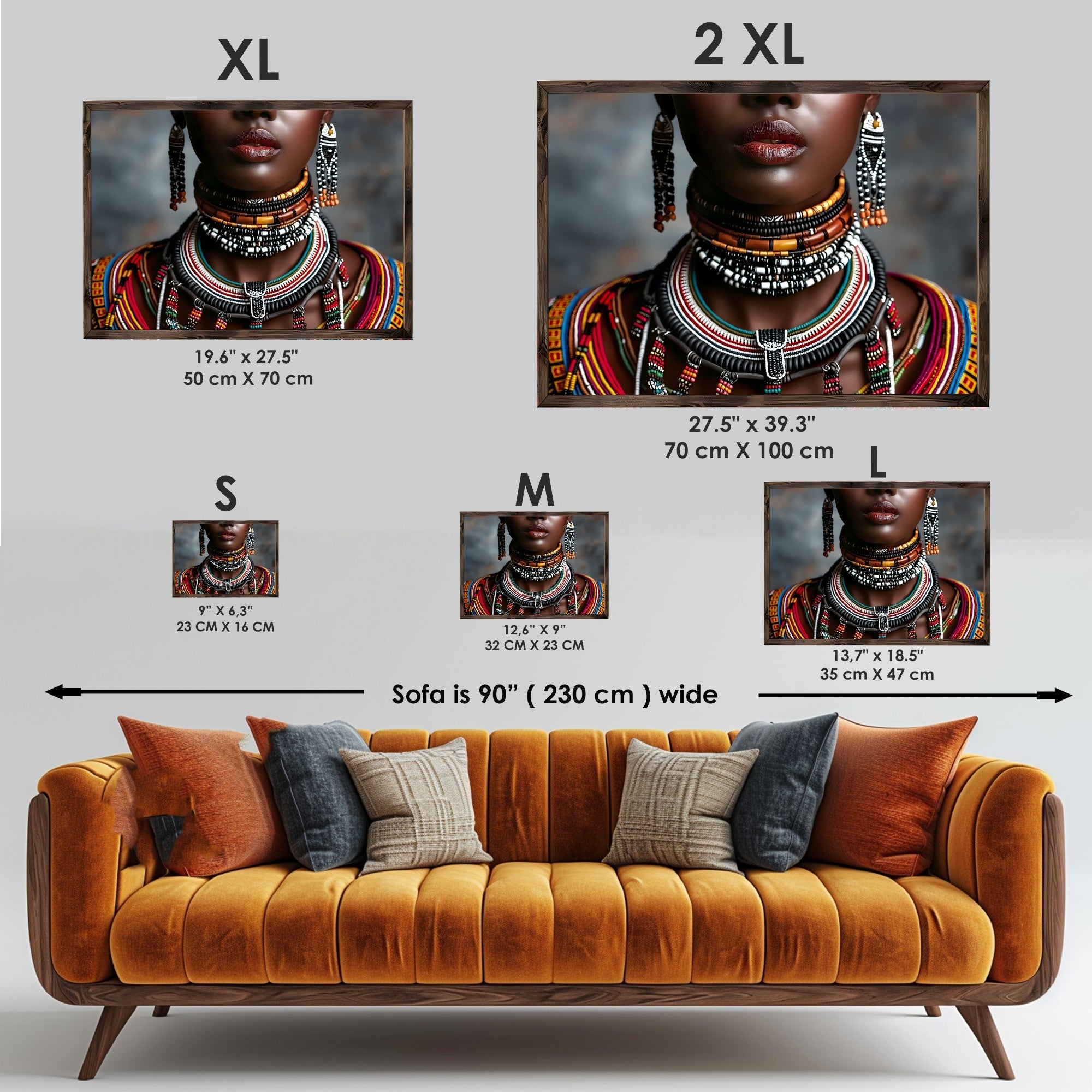 Quadro Decorativo MDF Emoldurado Multicolor GE244-L - Impressão UV em Madeira de Pinho 35x47cm