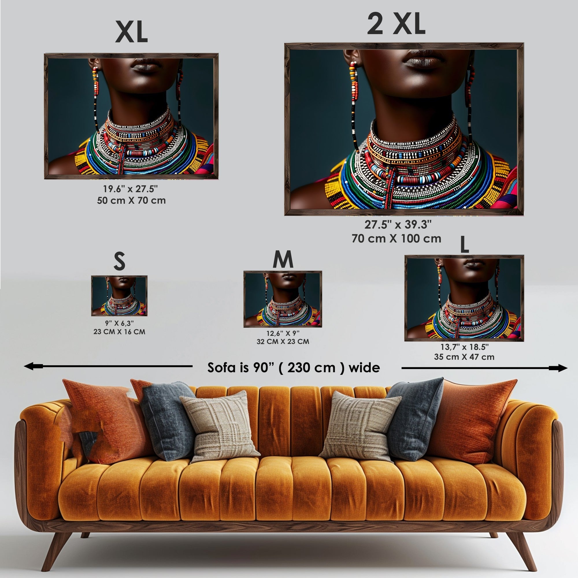 Quadro Decorativo MDF Emoldurado Multicolor GE246-L - Impressão UV em Madeira de Pinho 35x47cm