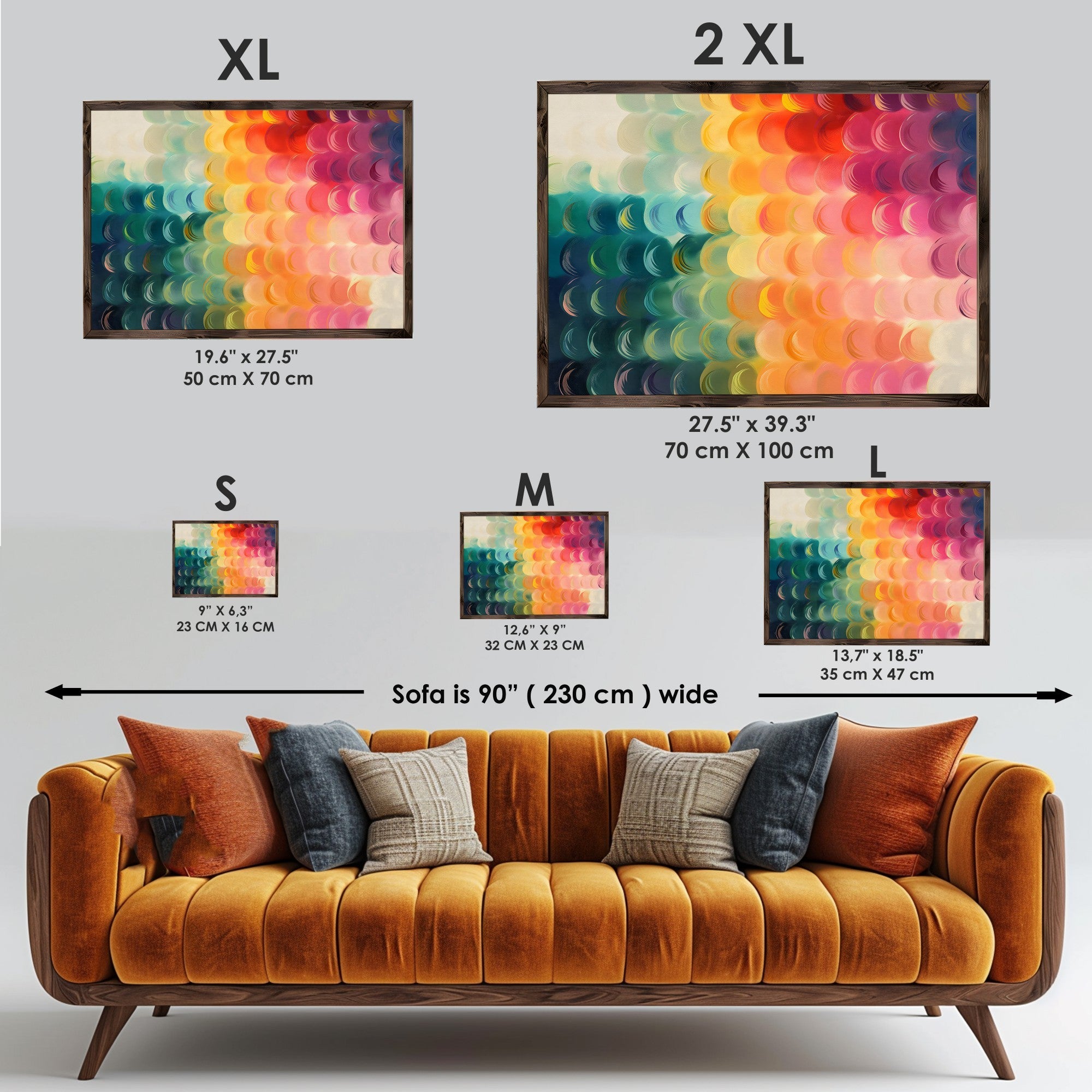 Quadro Decorativo MDF Emoldurado Multicolor GE249-L - Impressão UV em Madeira de Pinho 35x47cm