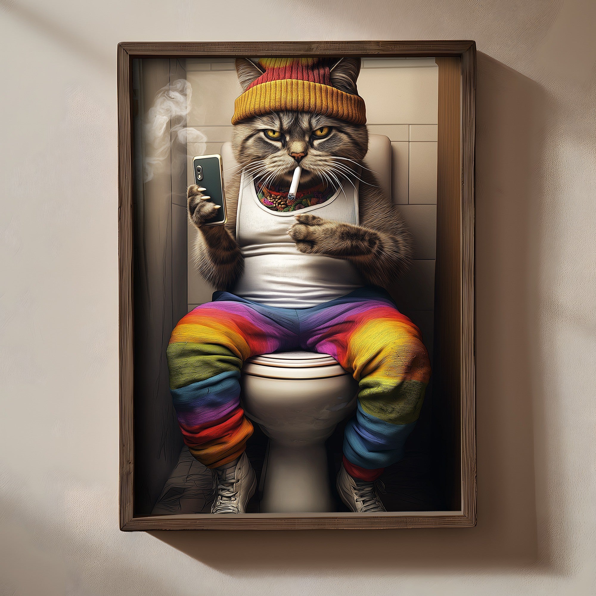 Quadro Decorativo MDF Emoldurado Multicolor 35x47cm - Impressão UV em Madeira de Pinho