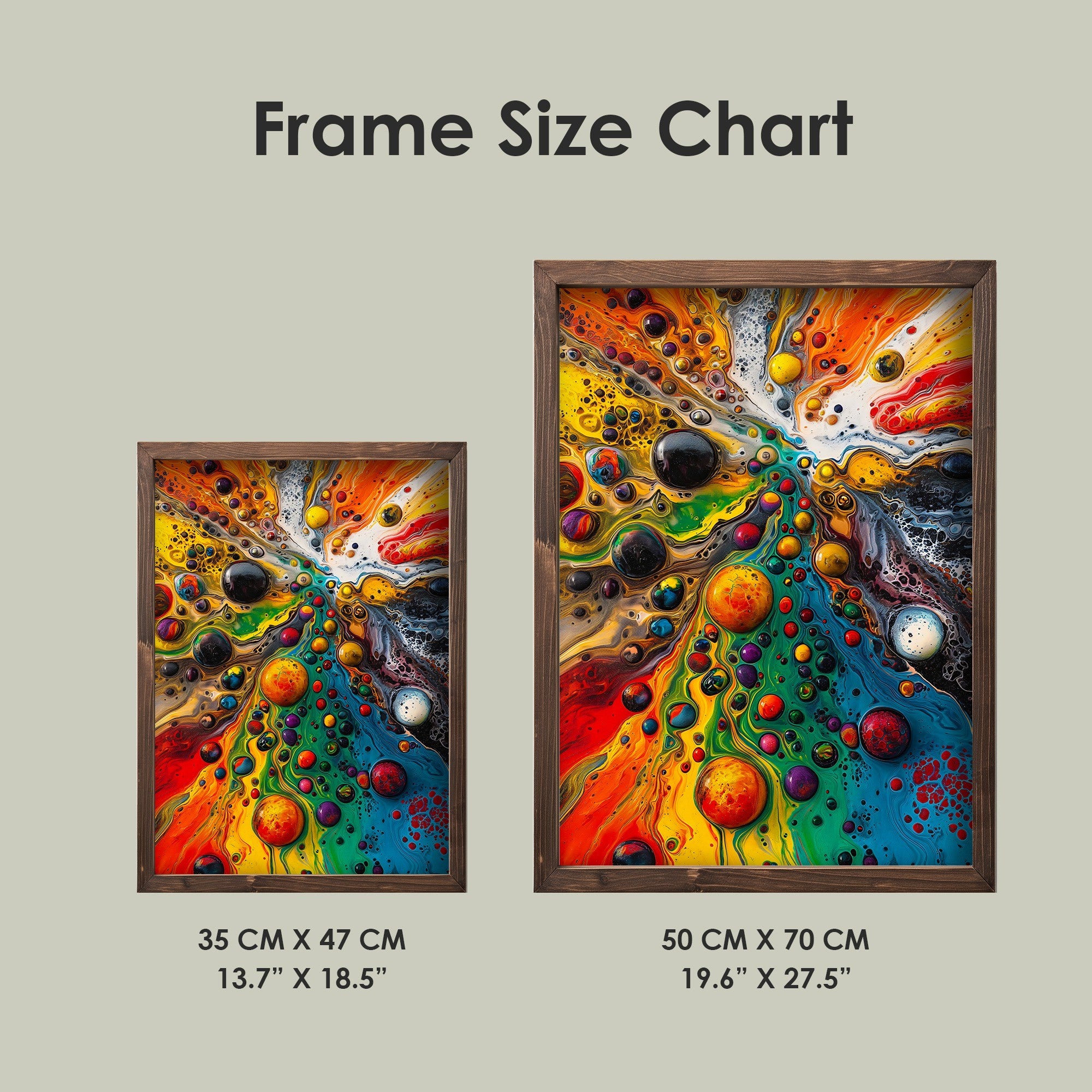 Quadro Decorativo MDF Multicolor com Moldura de Pinho - Impressão UV 35x47cm