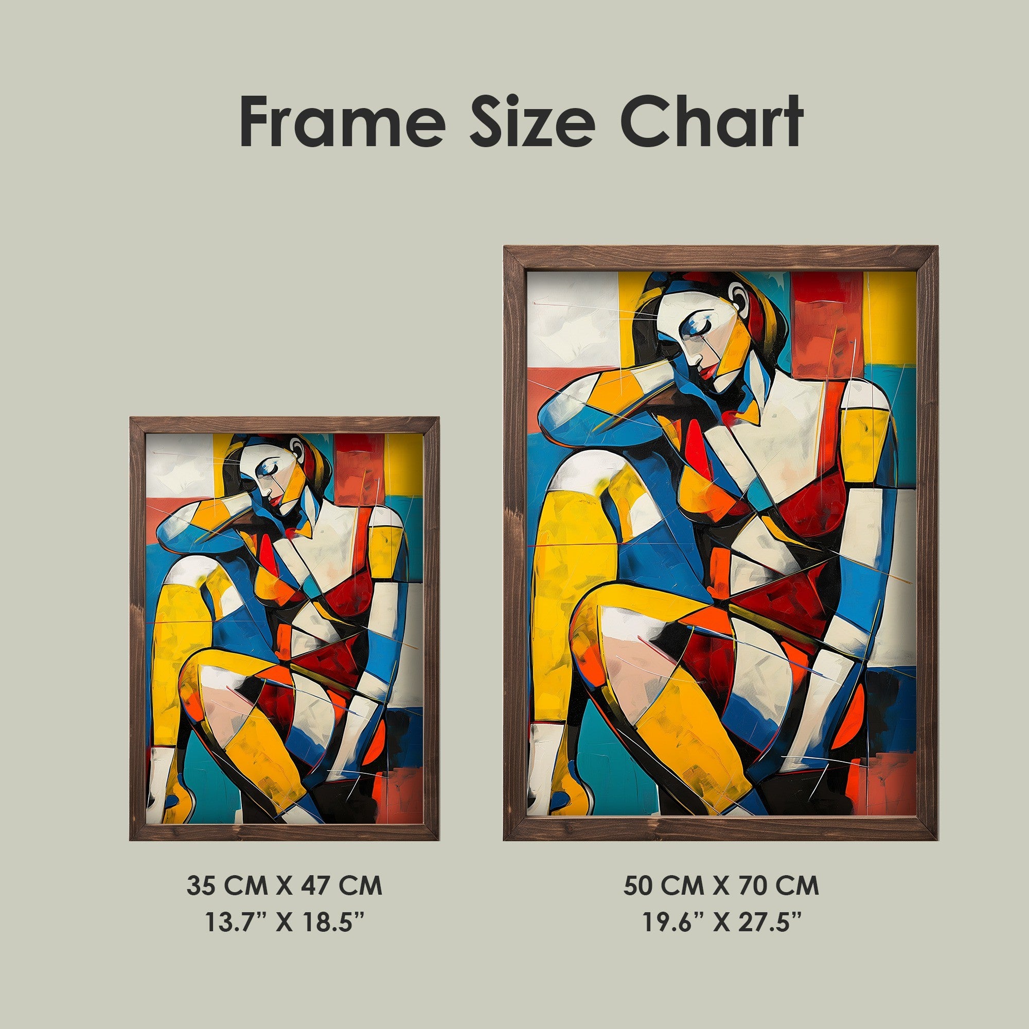 Quadro Decorativo MDF Emoldurado Multicolor 35x47cm - Impressão UV em Madeira de Pinho