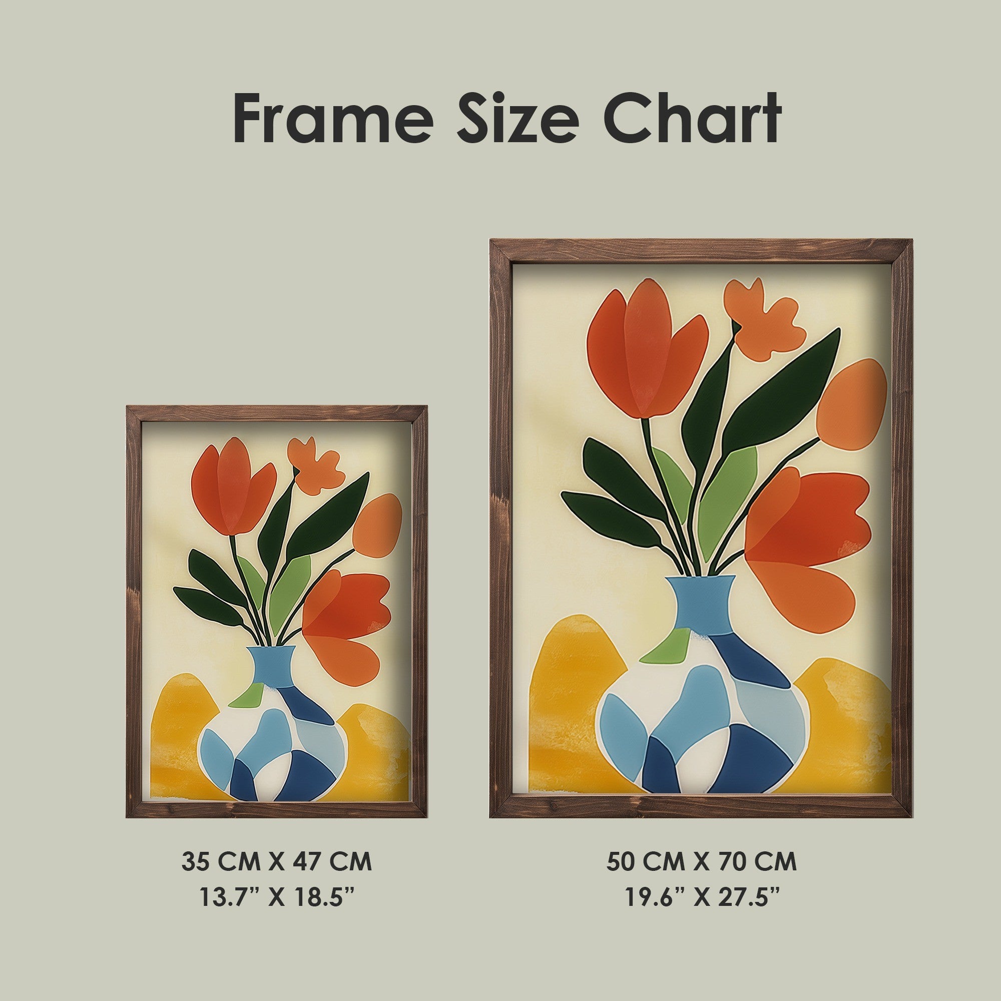 Quadro Decorativo MDF Emoldurado Multicolor 35x47cm - Impressão UV em Madeira de Pinho