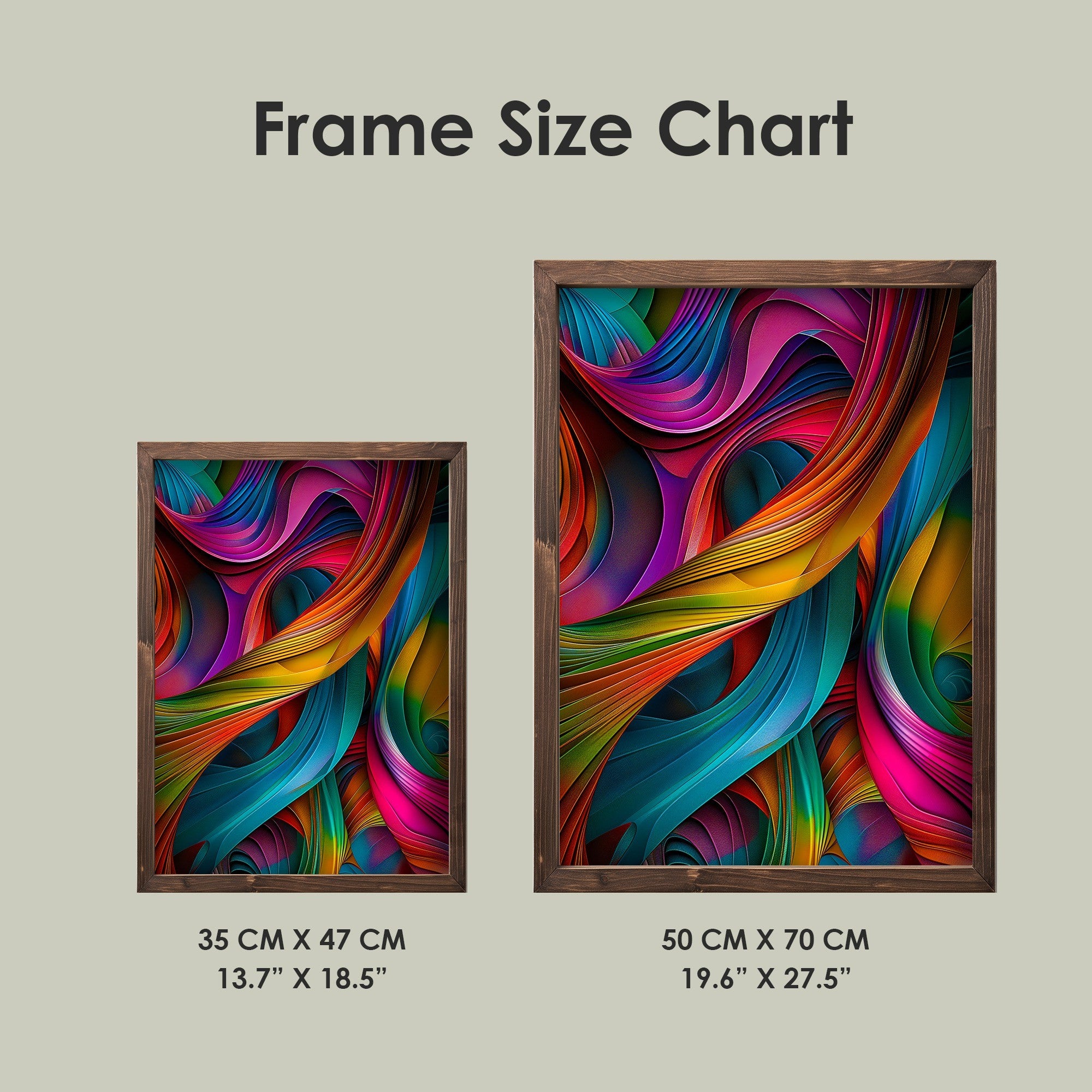 Quadro Decorativo MDF Emoldurado Multicolor 35x47cm - Impressão UV em Madeira de Pinho