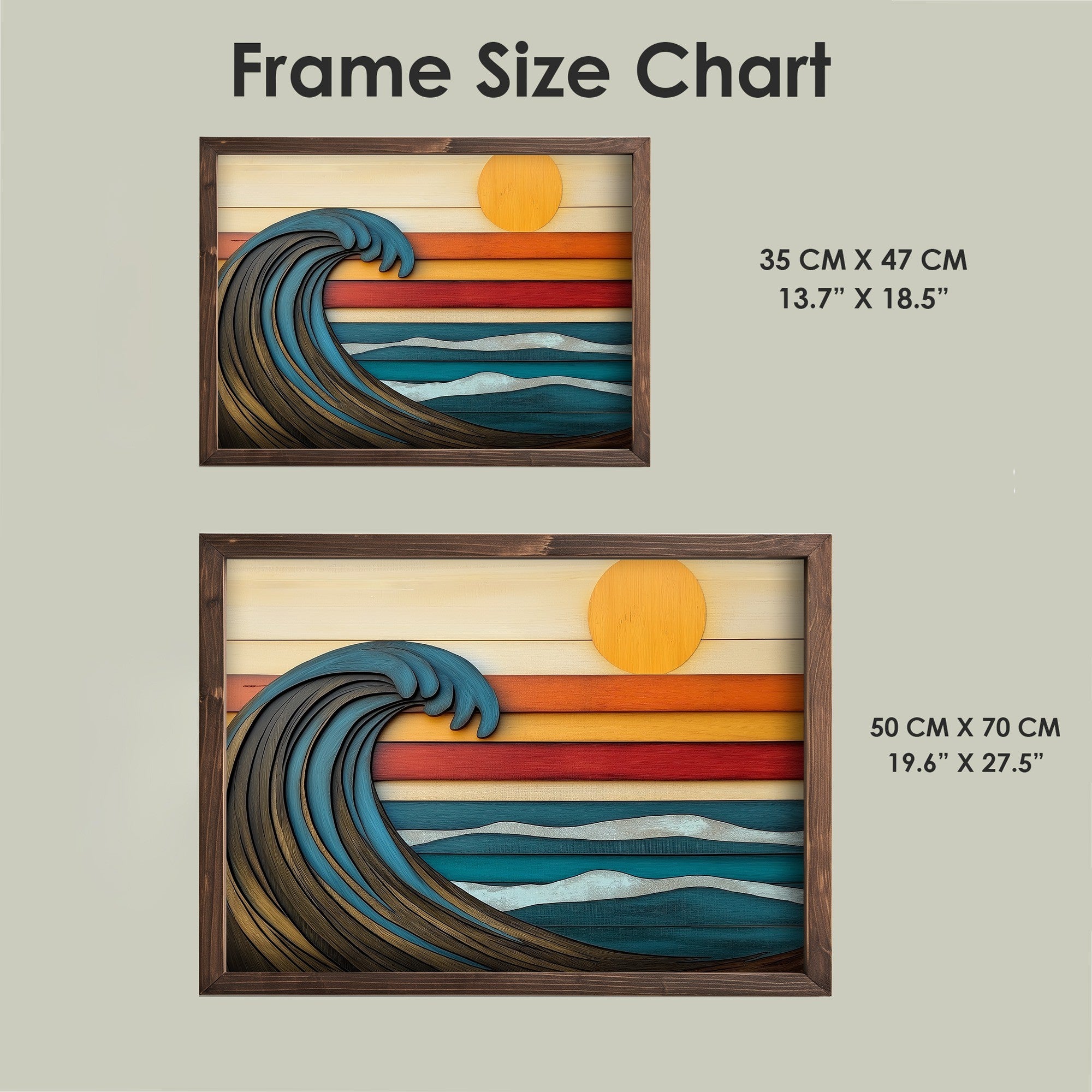 Quadro Decorativo MDF Emoldurado Multicolor TUN120-L - Impressão UV em Madeira de Pinho 35x47cm