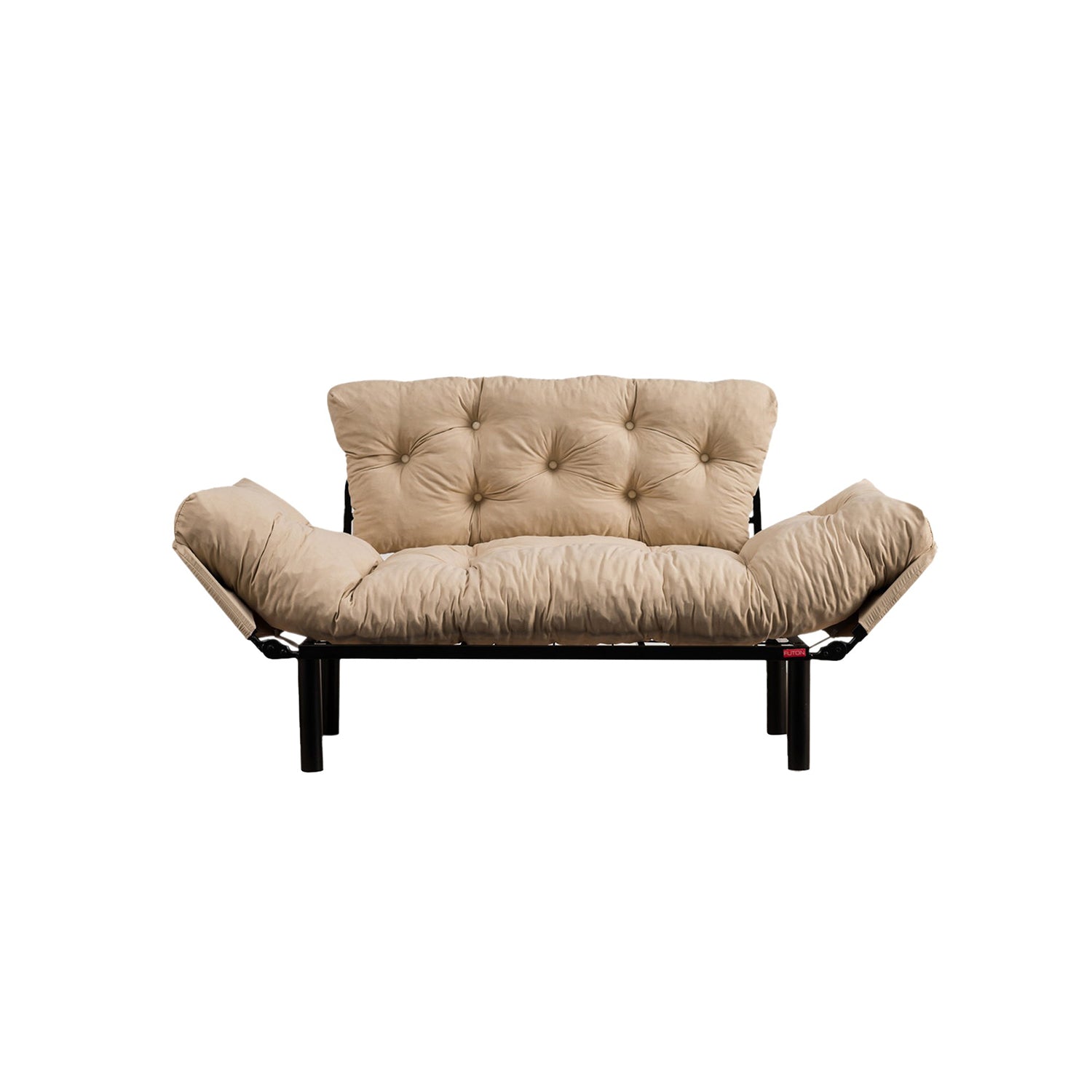 Sofá-cama elegante de 2 lugares, microfibra creme, 155 cm | Estrutura 100% metálica, espuma de alto DNS, fácil de limpar | Perfeito para espaços modernos, boêmios e industriais