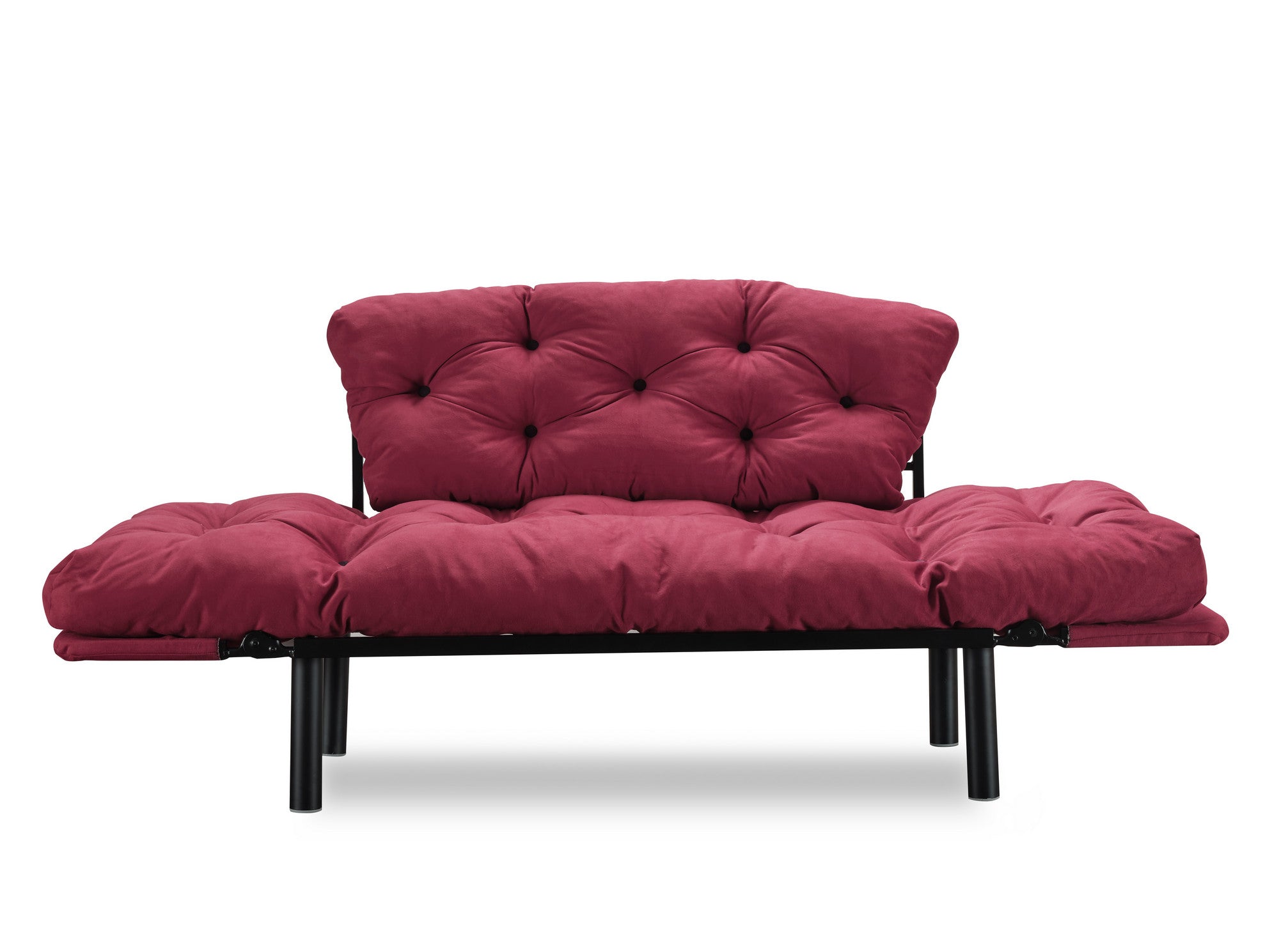 Sofá-cama elegante de 2 lugares, marrom, 155 x 80 x 70 cm | Estrutura 100% metálica, tecido fácil de limpar, espuma de alta densidade, peso máximo de 200 kg | Perfeito para decoração boêmia e industrial