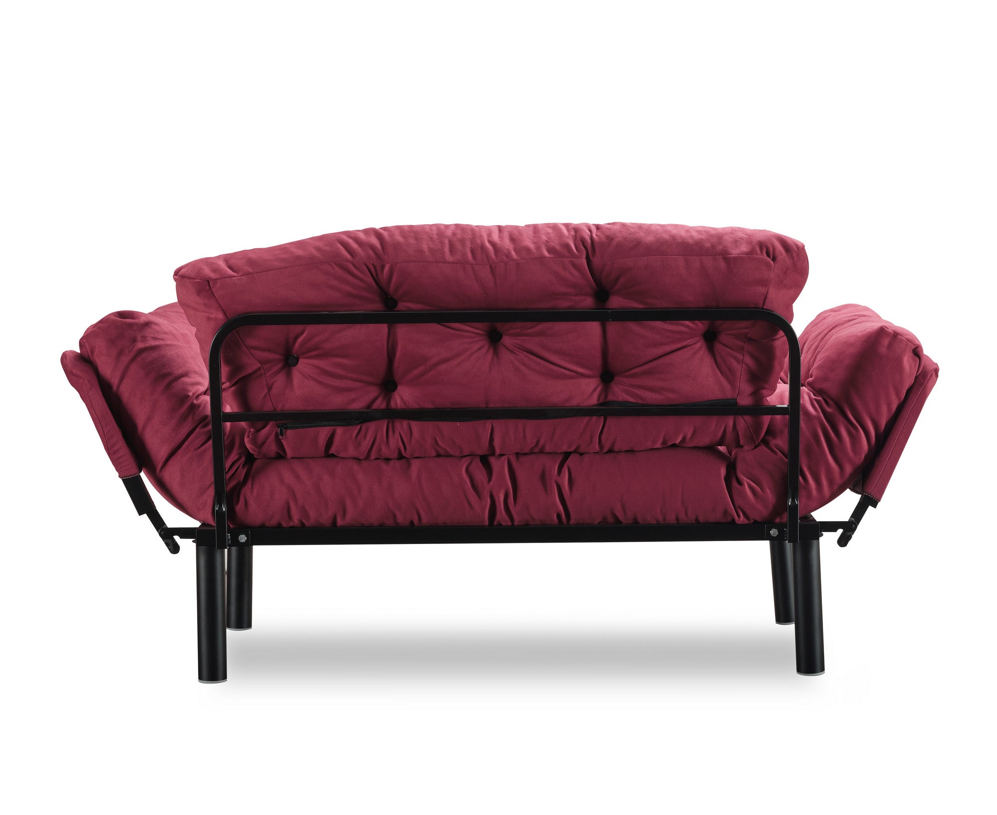 Sofá-cama elegante de 2 lugares, marrom, 155 x 80 x 70 cm | Estrutura 100% metálica, tecido fácil de limpar, espuma de alta densidade, peso máximo de 200 kg | Perfeito para decoração boêmia e industrial