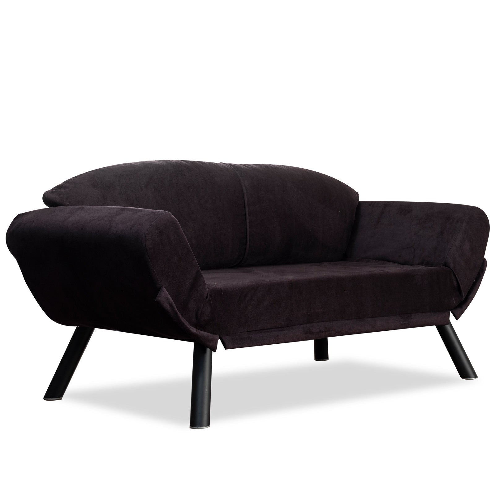 Sofá-cama elegante de 2 lugares, estrutura de metal preta, tecido fácil de limpar, 177 cm | Braços multiposições, espuma de alto DNS, peso máximo de 200 kg | Perfeito para espaços modernos