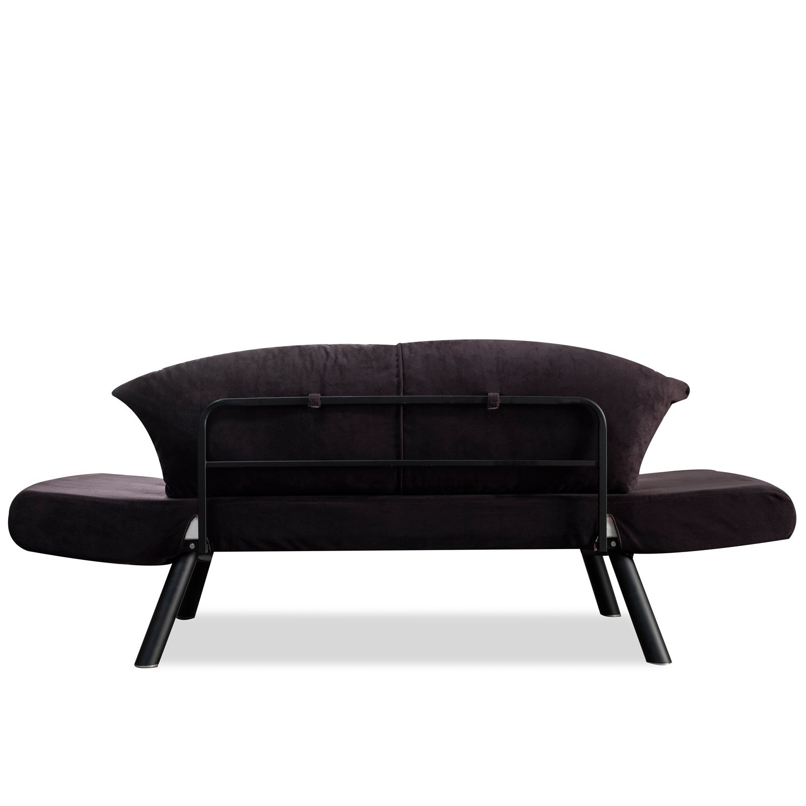 Sofá-cama elegante de 2 lugares, estrutura de metal preta, tecido fácil de limpar, 177 cm | Braços multiposições, espuma de alto DNS, peso máximo de 200 kg | Perfeito para espaços modernos