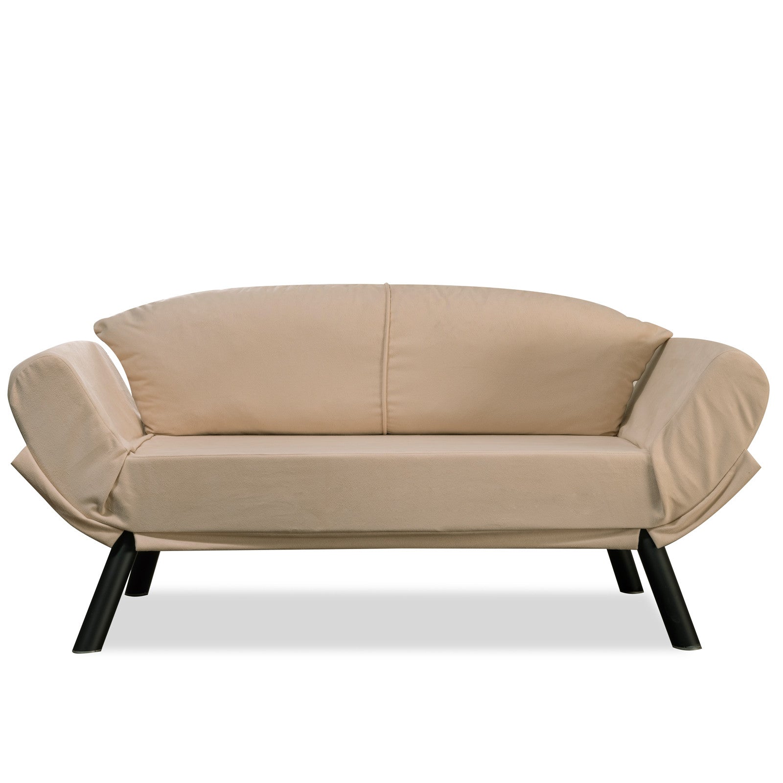 Sofá-cama elegante de 2 lugares, cor creme, 177 x 87 x 75 cm | Estrutura 100% metálica, tecido fácil de limpar, braços multiposições, peso máximo de 200 kg | Perfeito para espaços de convivência modernos