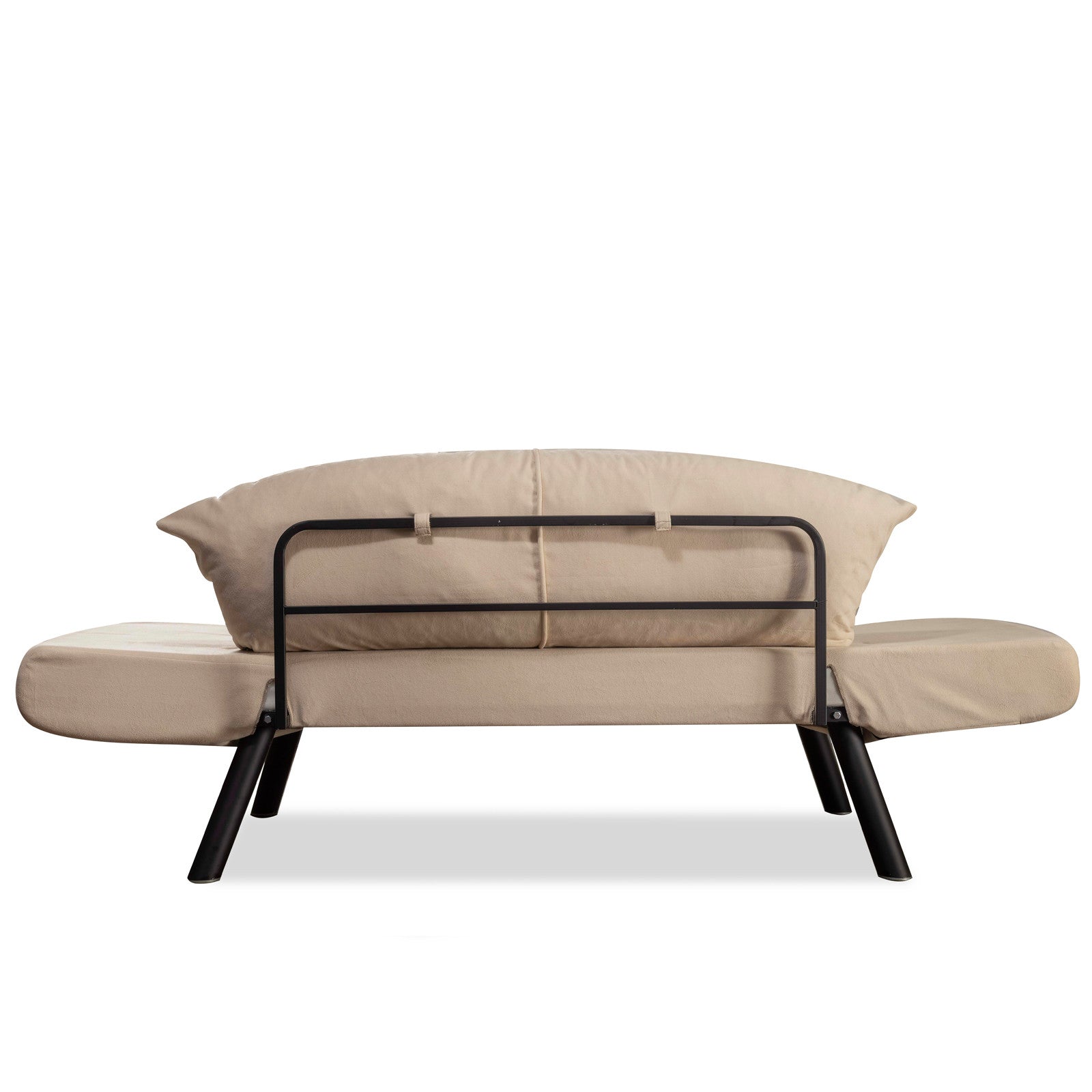 Sofá-cama elegante de 2 lugares, cor creme, 177 x 87 x 75 cm | Estrutura 100% metálica, tecido fácil de limpar, braços multiposições, peso máximo de 200 kg | Perfeito para espaços de convivência modernos