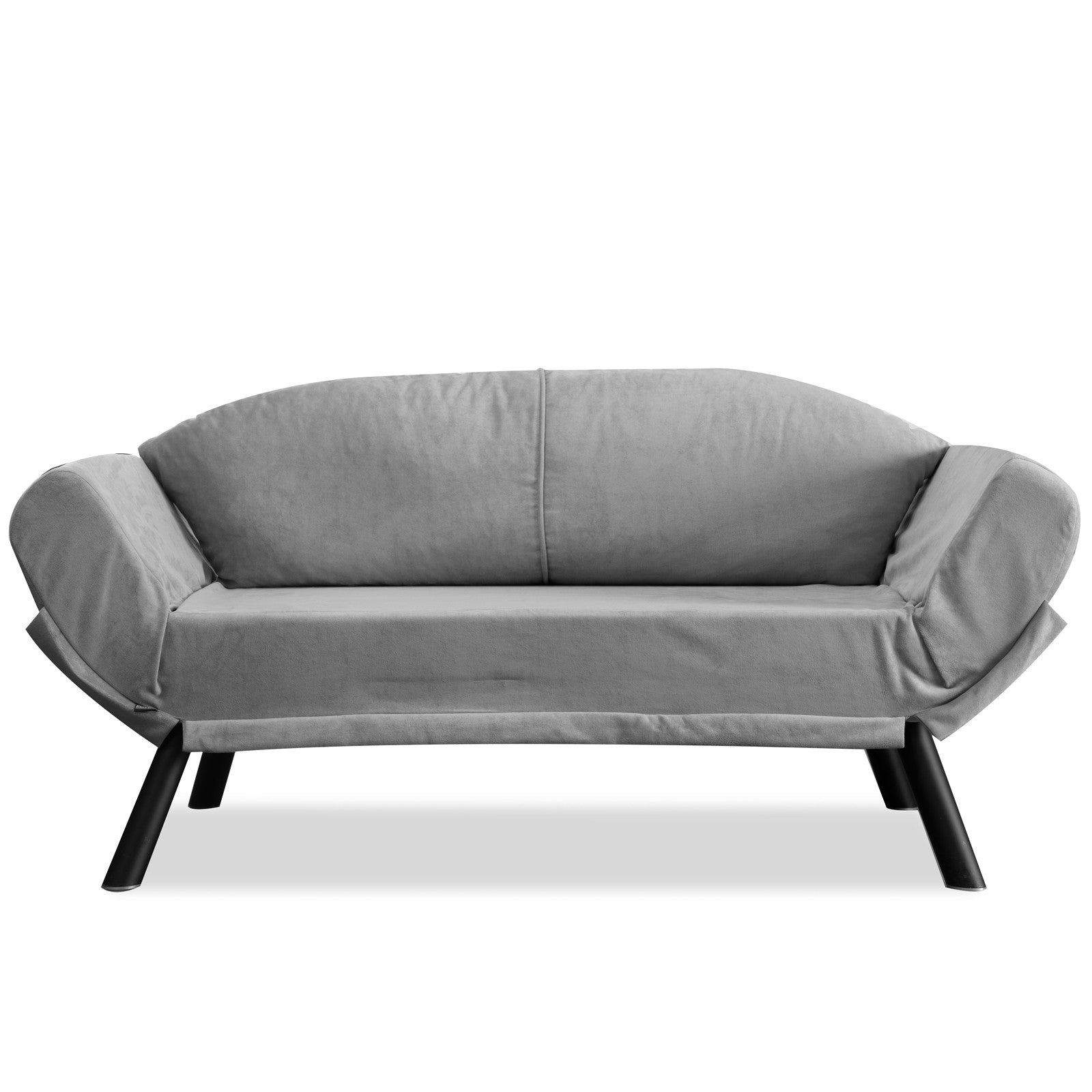 Sofá-cama elegante de 2 lugares, cinza, 177 cm | Estrutura 100% metálica, tecido fácil de limpar, braços multiposições | Perfeito para salas de estar modernas e quartos de hóspedes